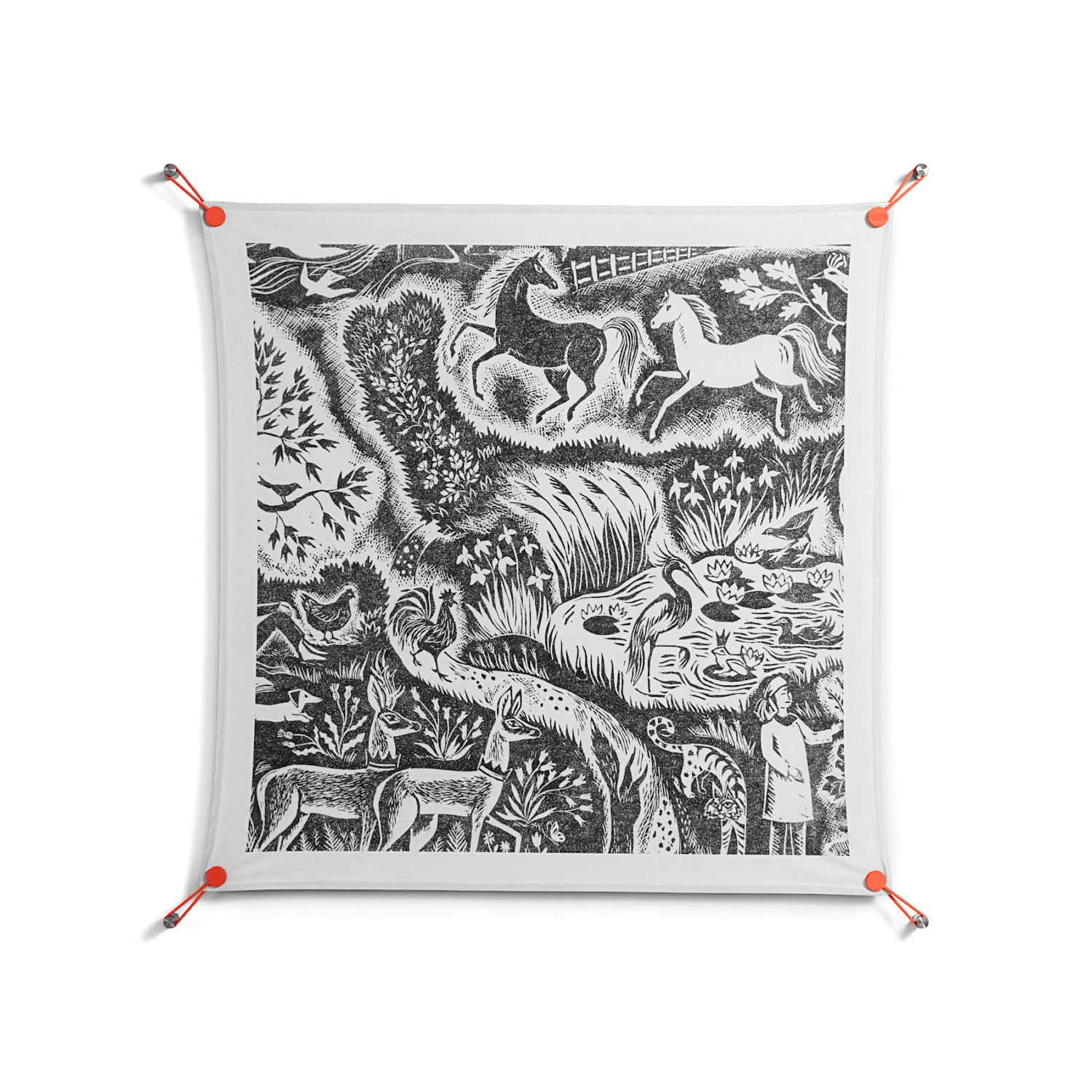 Flight Of Fancy 3 - Work On Wall - Diana Catchpole - Orange - 90 x 90 cm