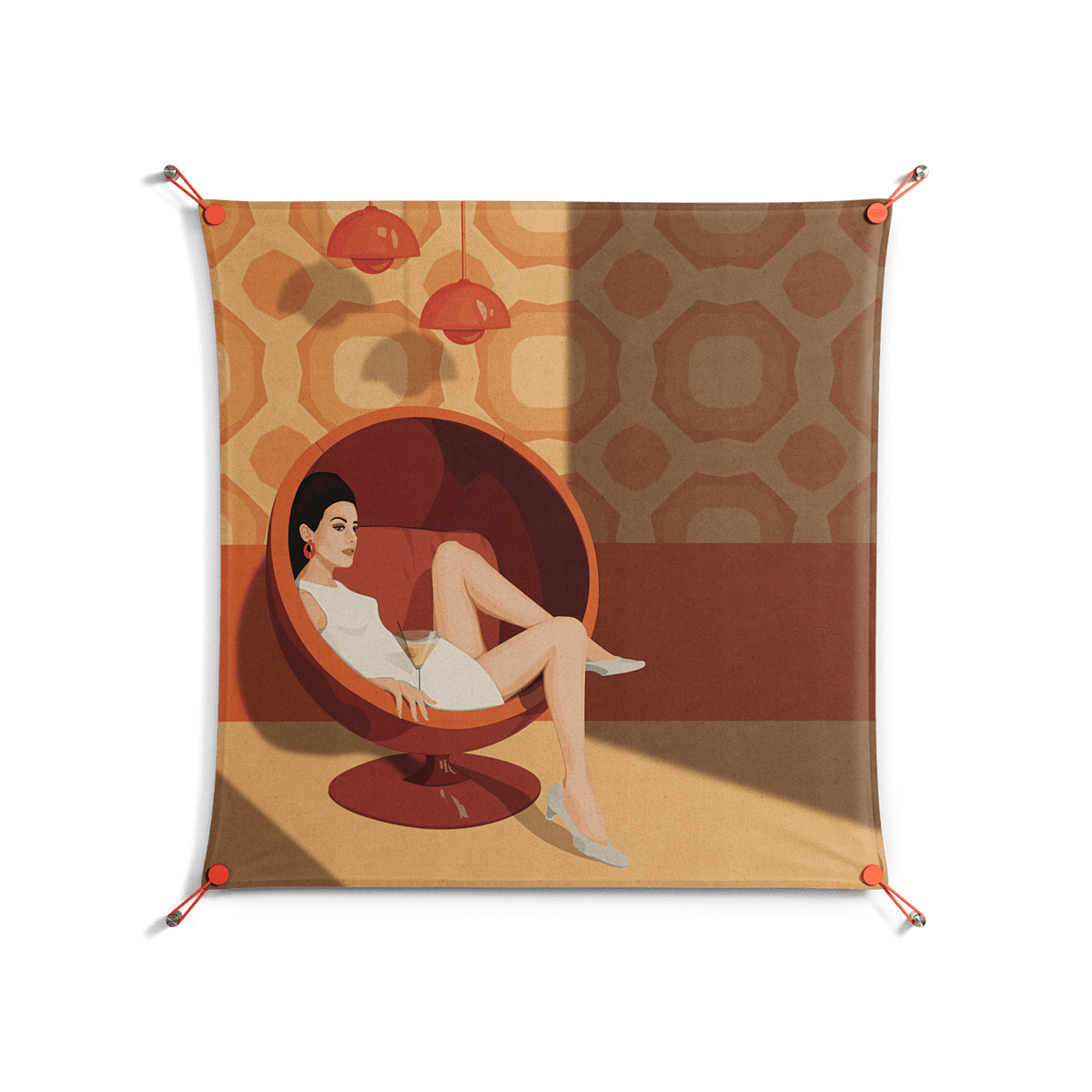Women in ballchair - Work On Wall - Kristin Eriksson - Orange - 90 x 90 cm