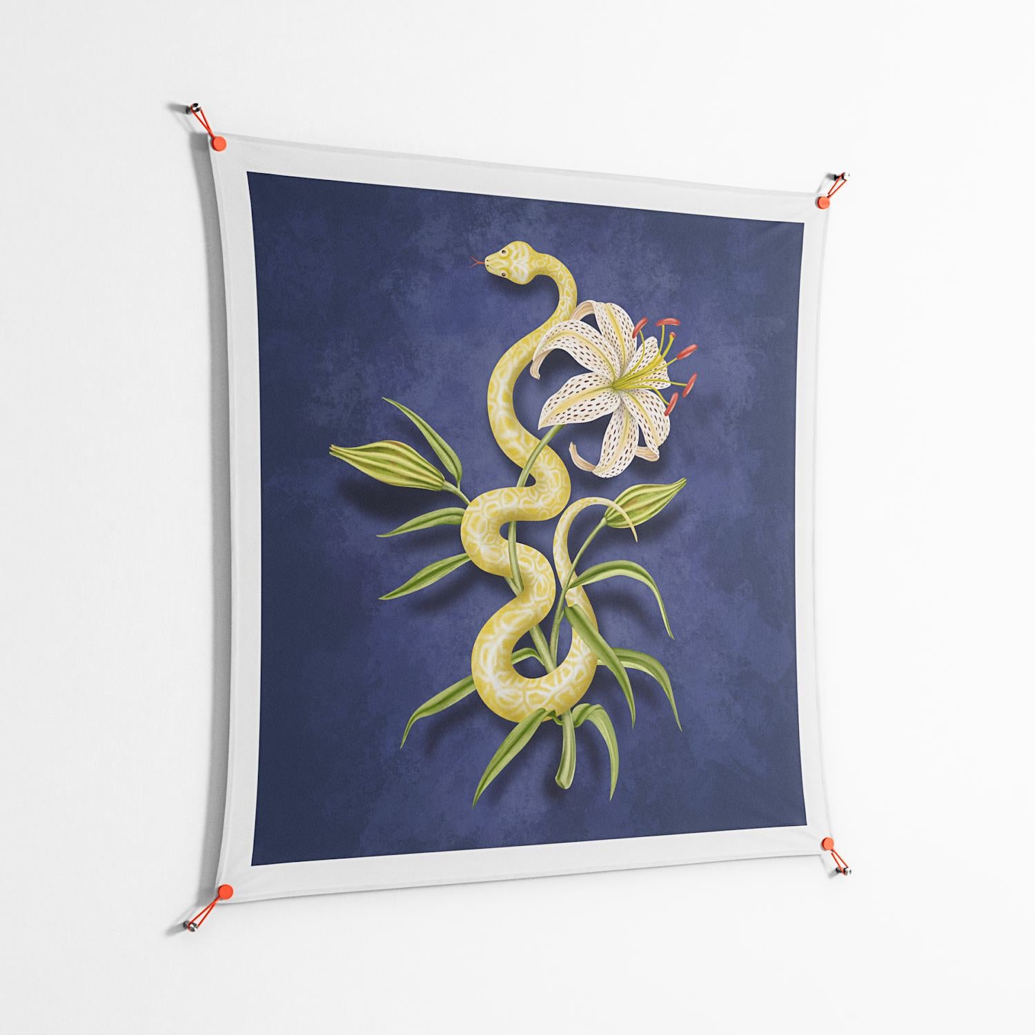 Snake Tigerlily - Work On Wall - Amy Suther - Orange - 140 x 140 cm