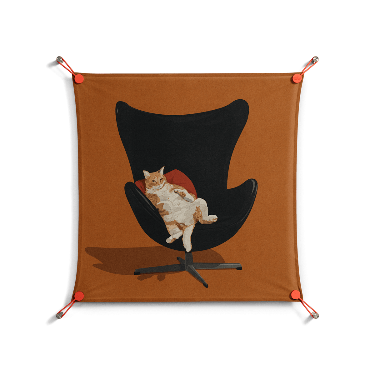 Cat in Chair B - Work On Wall - Kristin Eriksson - Orange - 70 x 70 cm