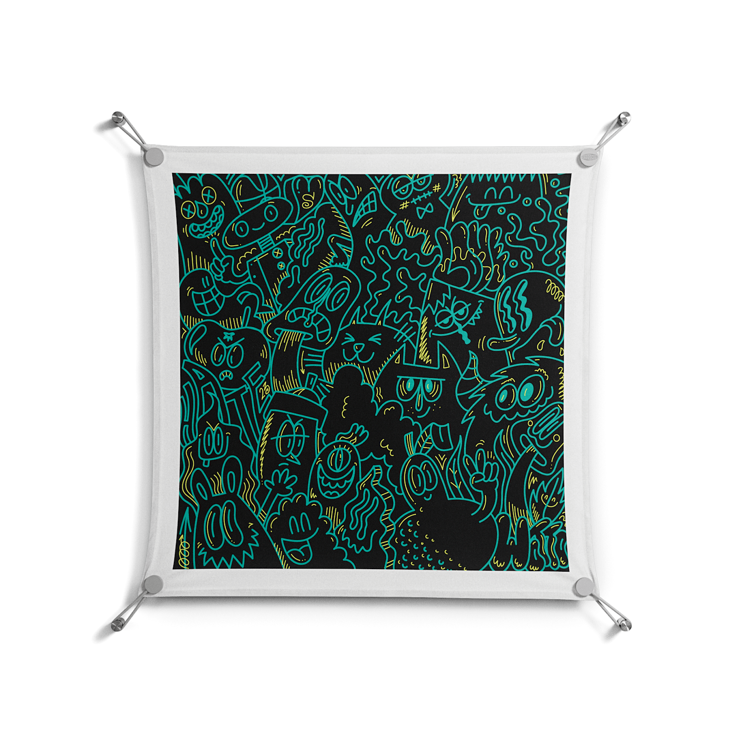 The Green Line - Work On Wall - Craig Watkins - Silver - 70 x 70 cm