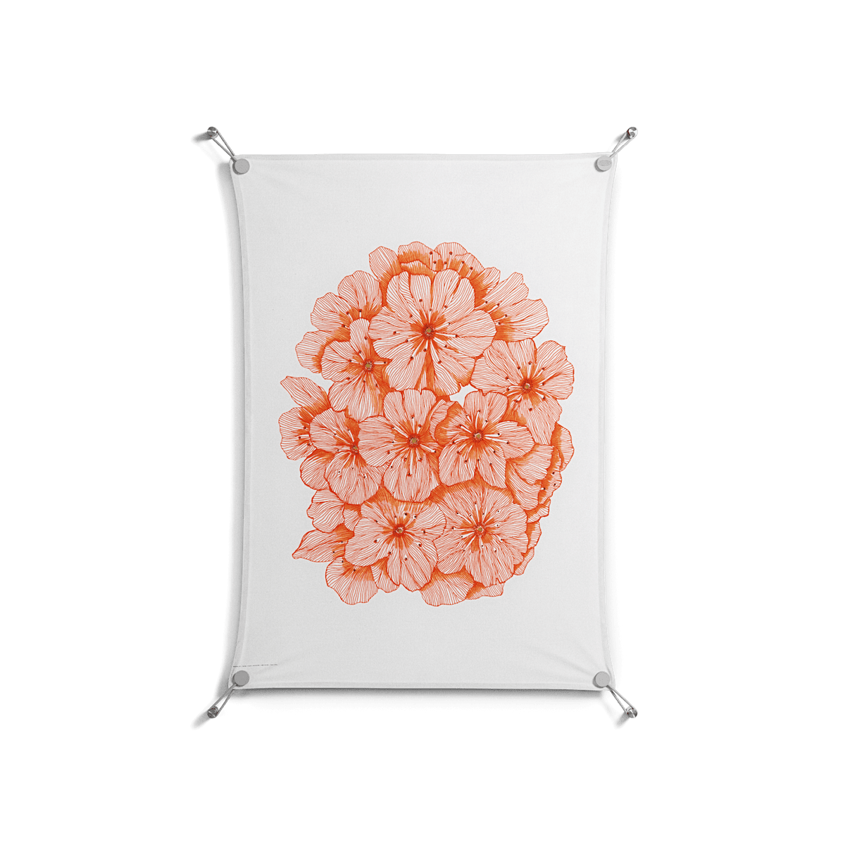 Orange Flowers 1 - Work On Wall - Katie O’Shea - Silver - 70 x 100 cm