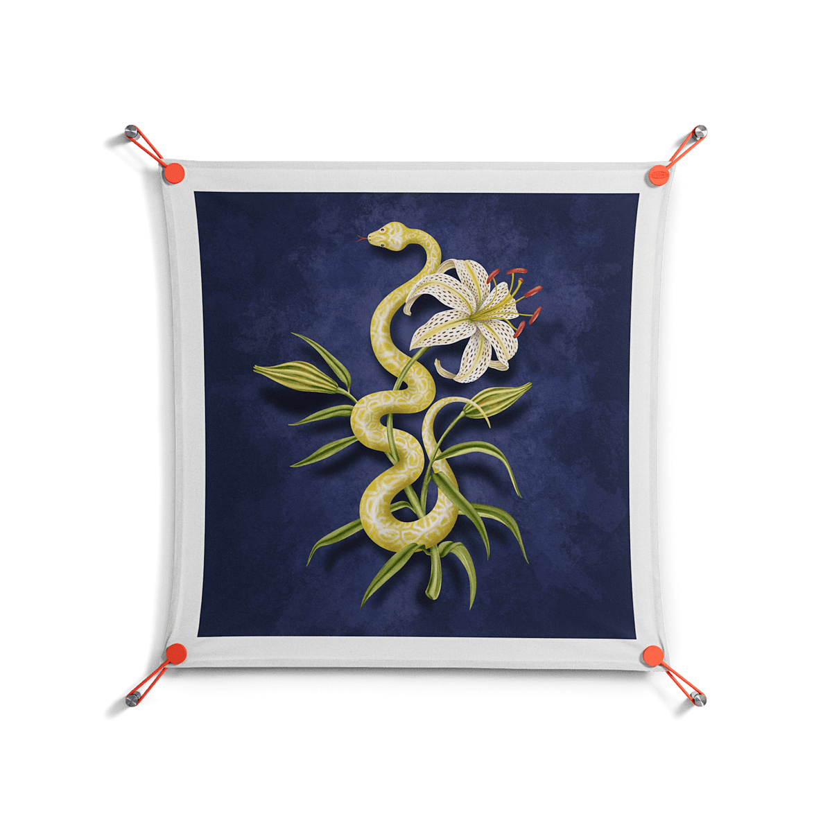 Snake Tigerlily - Work On Wall - Amy Suther - Orange - 70 x 70 cm