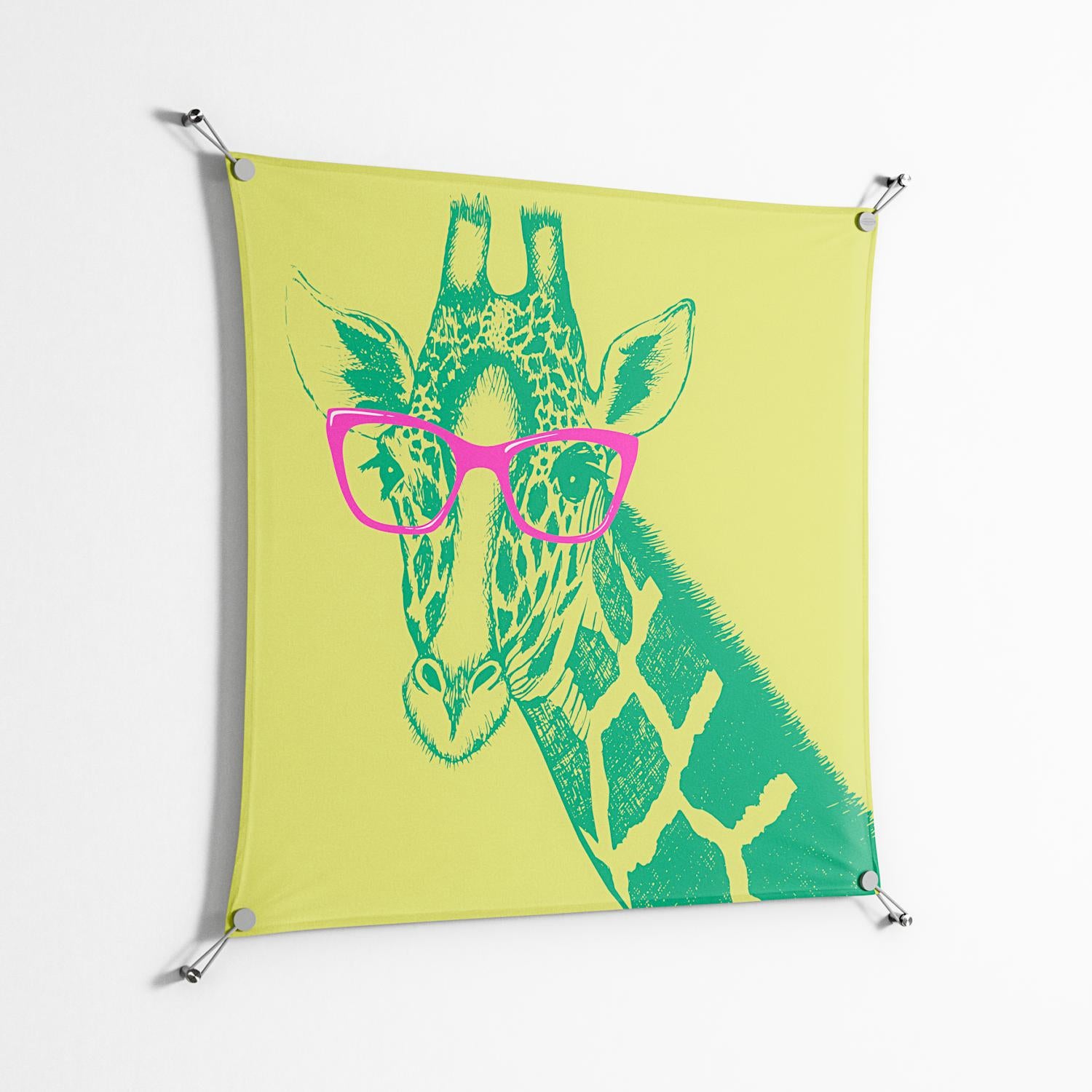 Wise Giraffe - Work On Wall - Amy Suther - Silver - 90 x 90 cm
