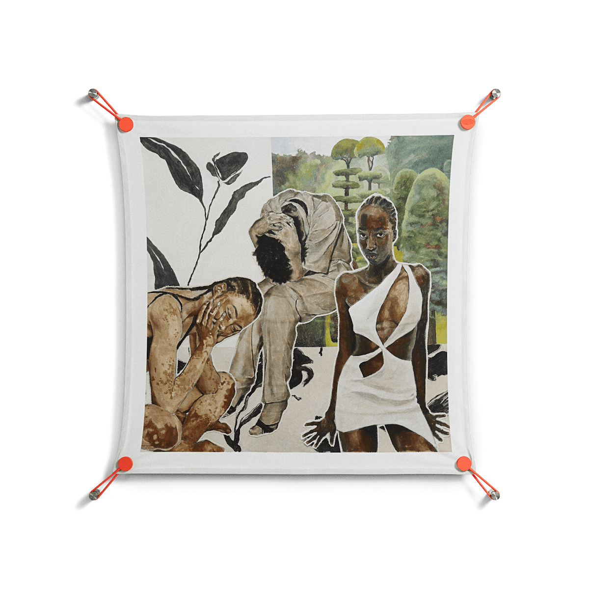 As The Rain Falls - Work On Wall - Sophie Goudman - Orange - 70 x 70 cm