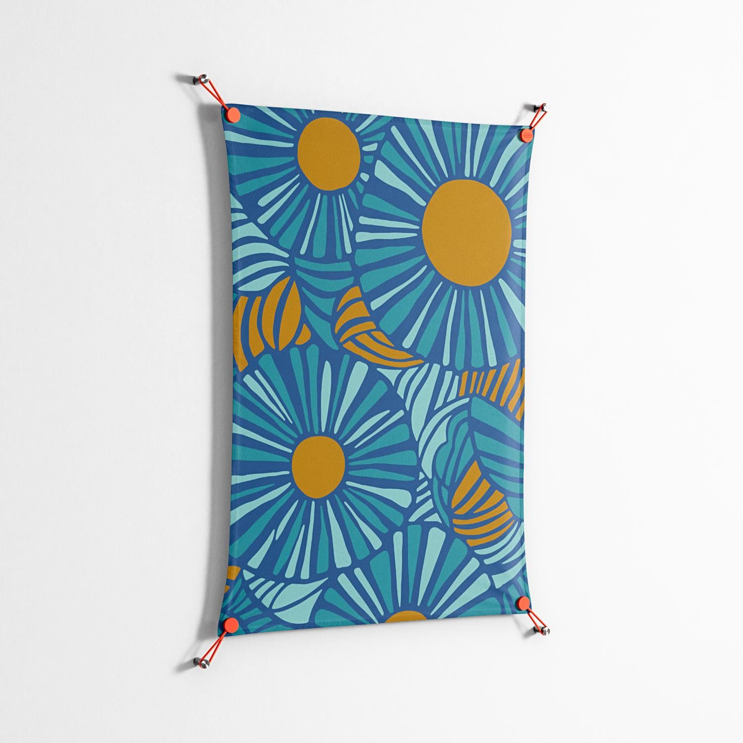 Bellis Bounty Blue - Work On Wall - Amy Suther - Orange - 70 x 100 cm