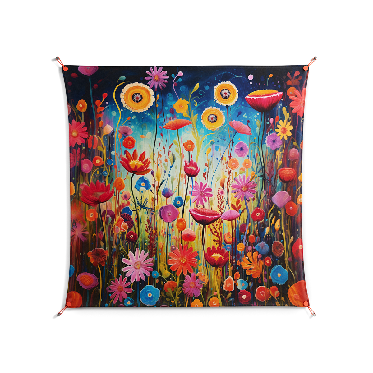 Greatful Meadow - Work On Wall - Nur Rydberg - Orange - 140 x 140 cm