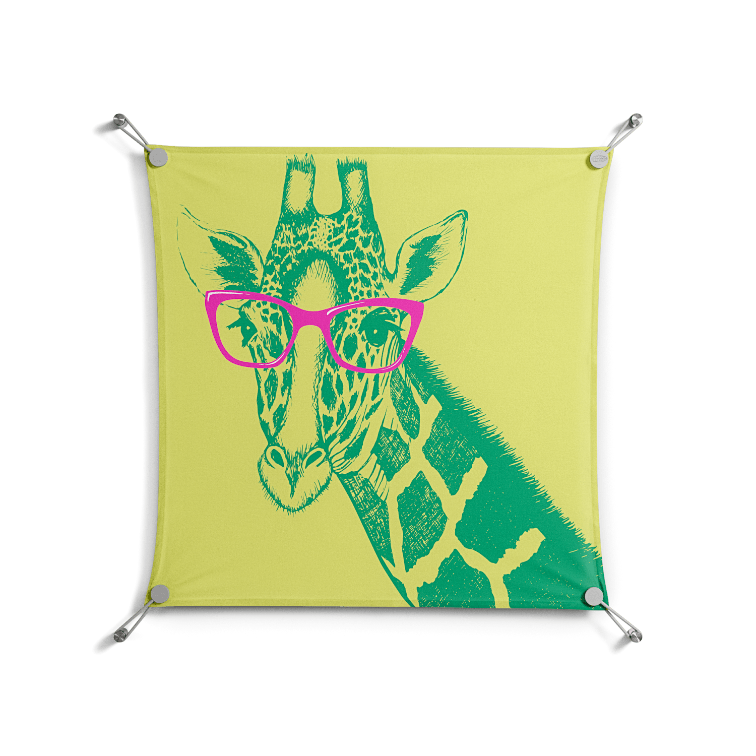Wise Giraffe - Work On Wall - Amy Suther - Silver - 70 x 70 cm
