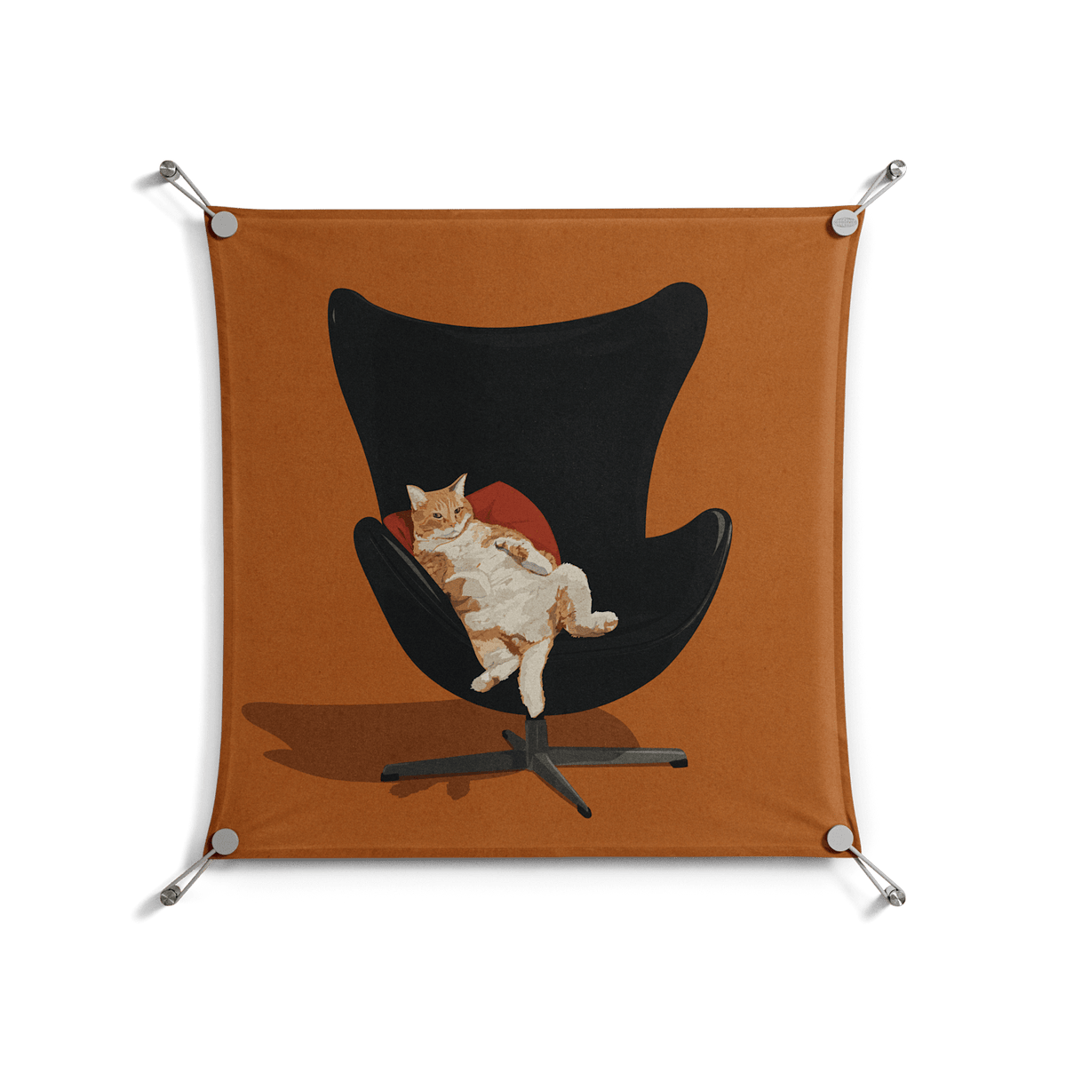 Cat in Chair B - Work On Wall - Kristin Eriksson - Silver - 70 x 70 cm