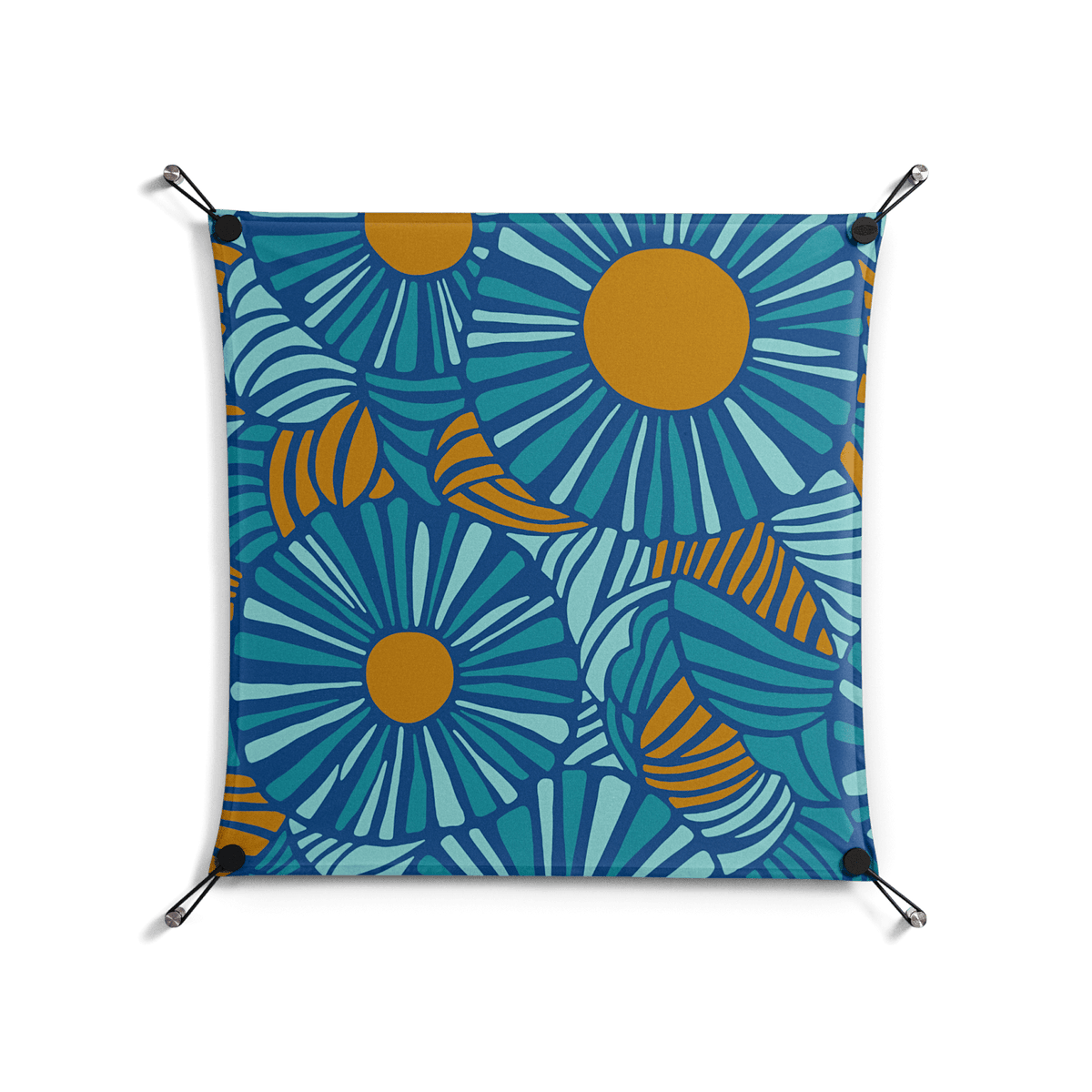 Bellis Bounty Blue - Work On Wall - Amy Suther - Black - 70 x 70 cm
