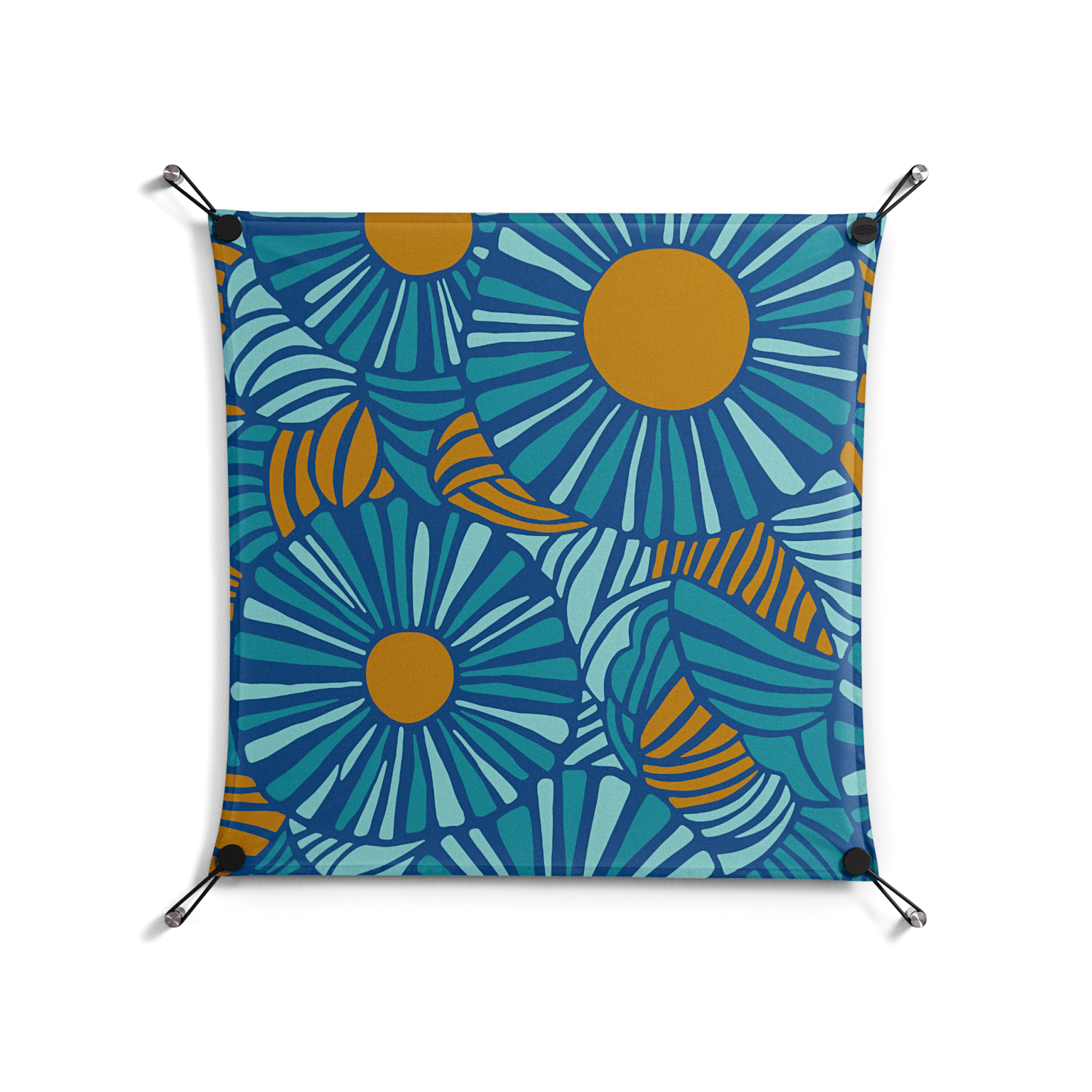 Bellis Bounty Blue - Work On Wall - Amy Suther - Black - 70 x 70 cm