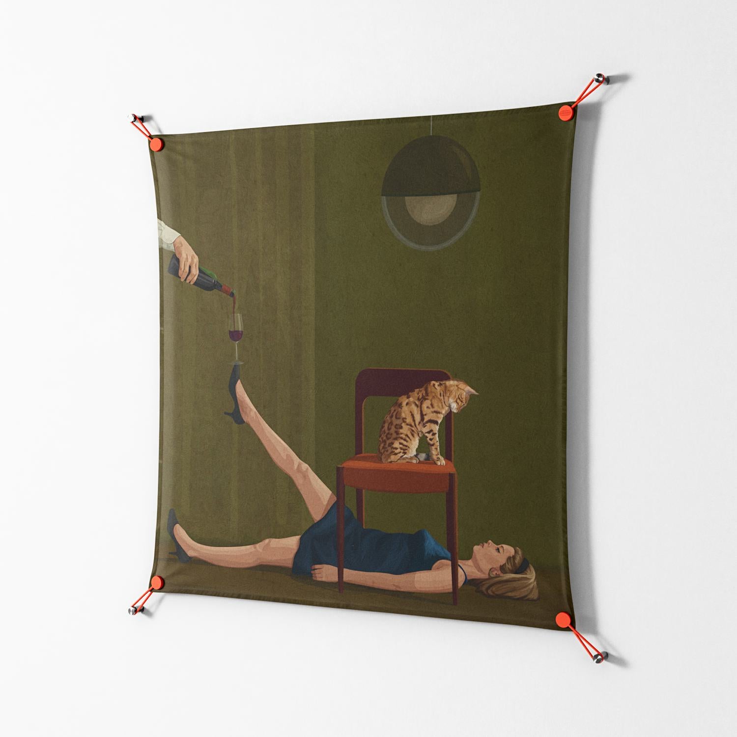 Friday Night Rituals - Work On Wall - Kristin Eriksson - Orange - 90 x 90 cm