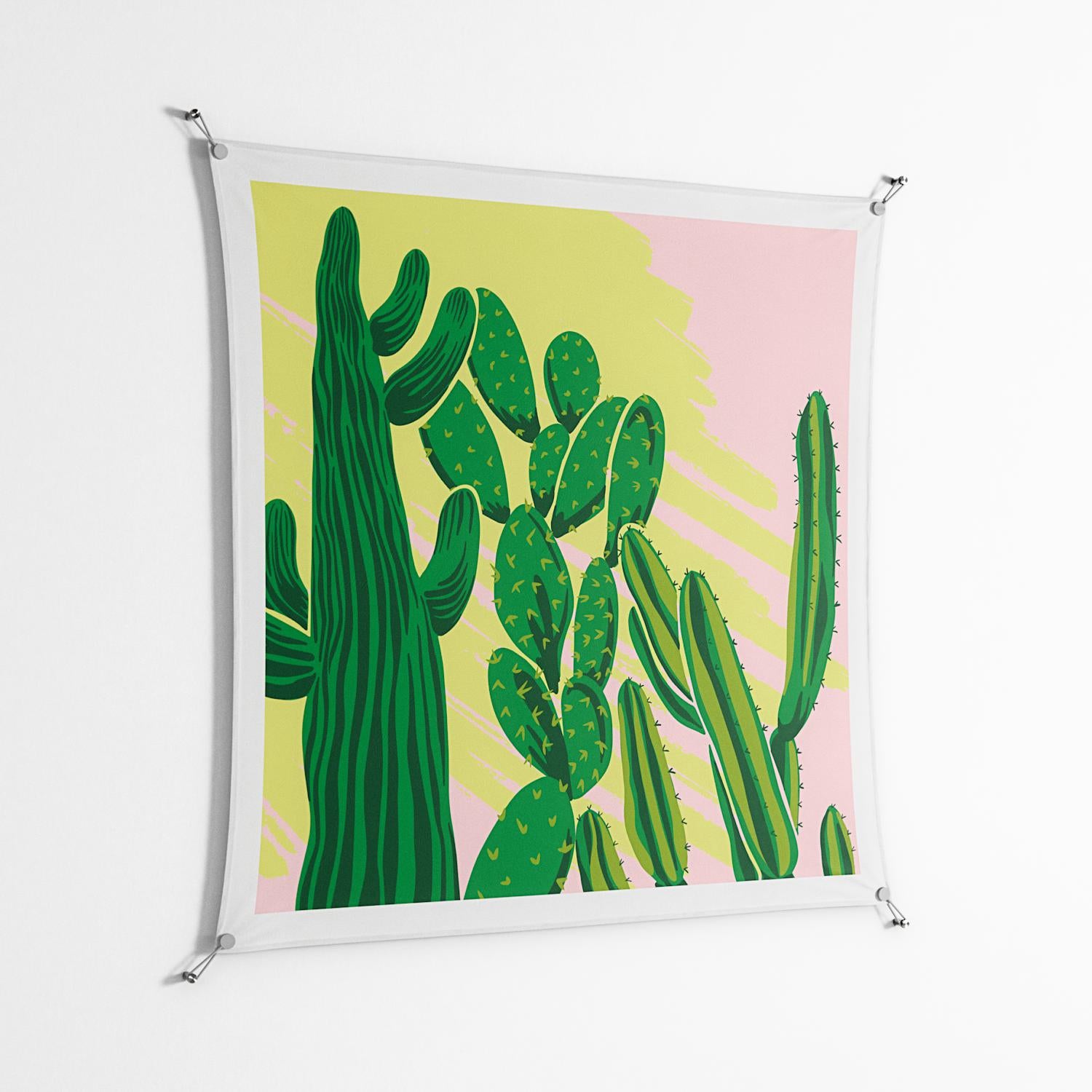 Cactus Sky - Work On Wall - Amy Suther - Silver - 140 x 140 cm
