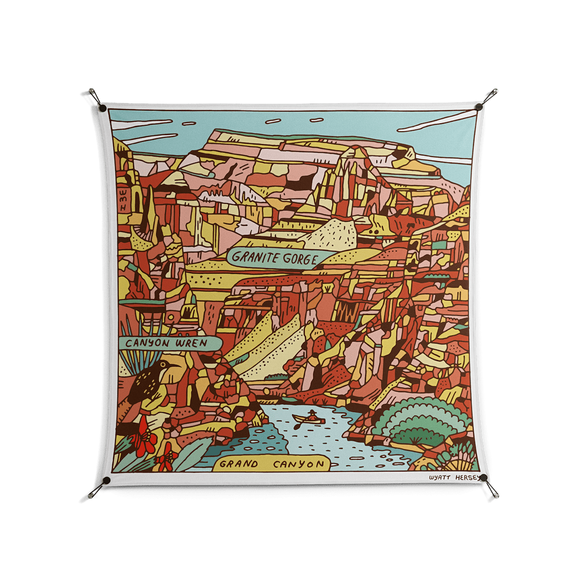 Grand Canyon - Work On Wall - Wyatt Hersey - Black - 140 x 140 cm
