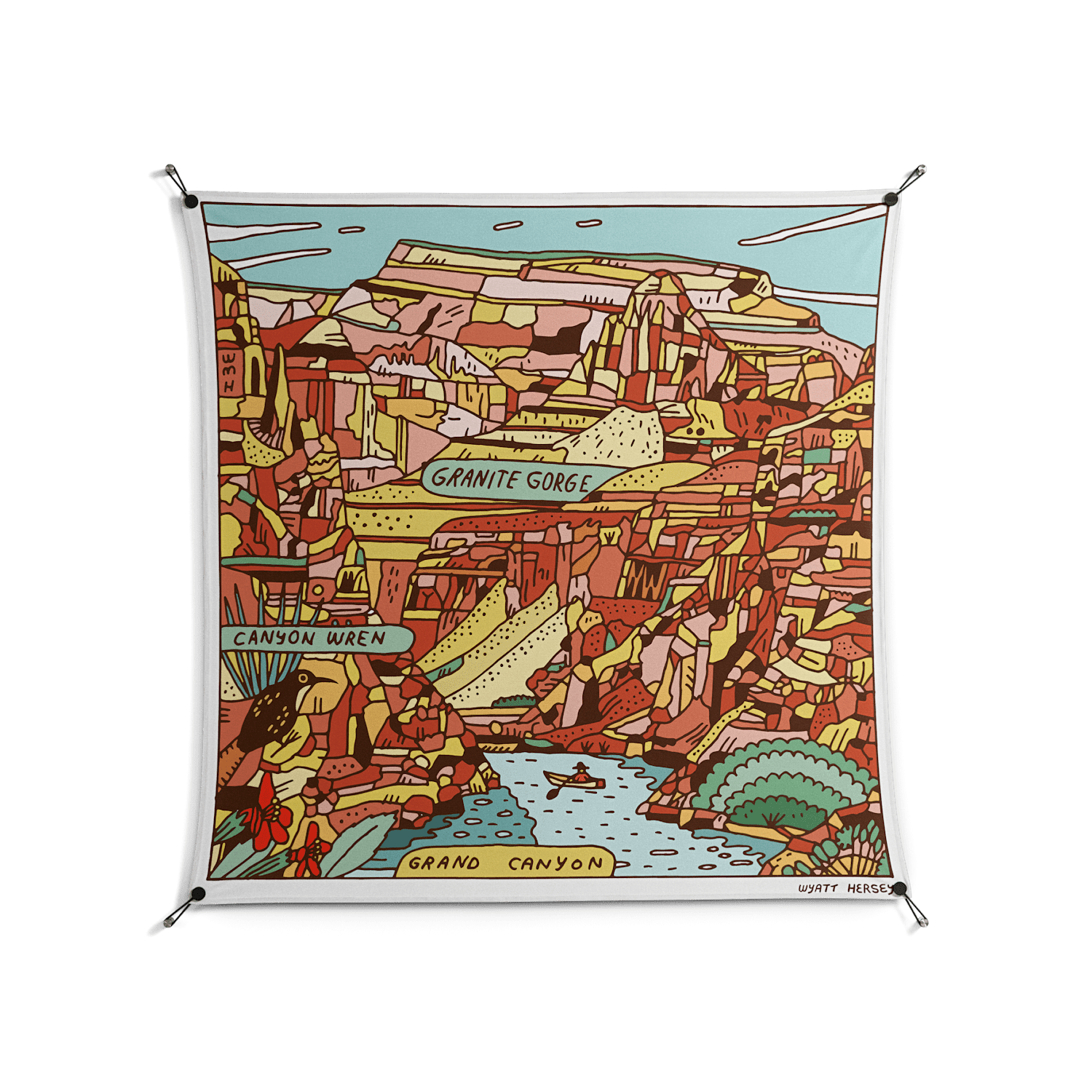 Grand Canyon - Work On Wall - Wyatt Hersey - Black - 140 x 140 cm