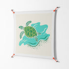 Sea Turtle - Work On Wall - Amy Suther - Orange - 90 x 90 cm