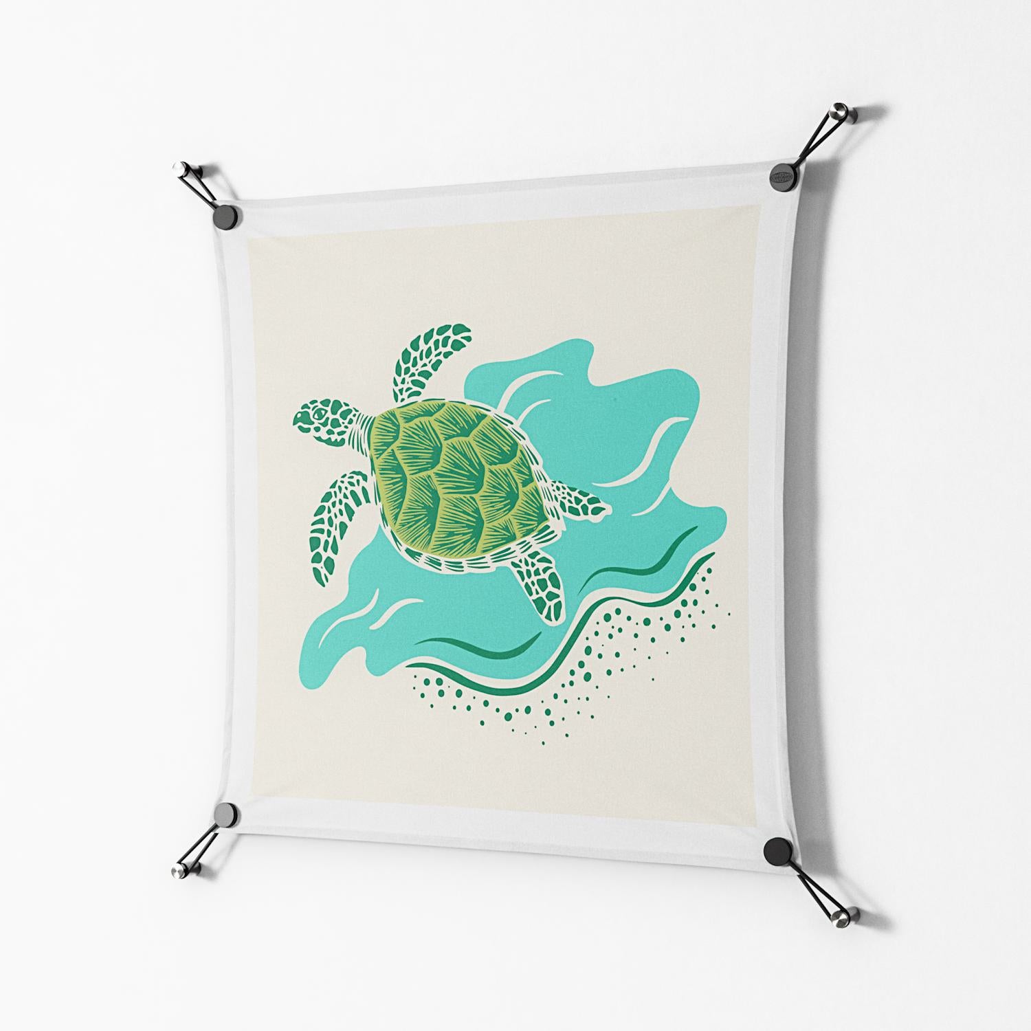 Sea Turtle - Work On Wall - Amy Suther - Black - 70 x 70 cm