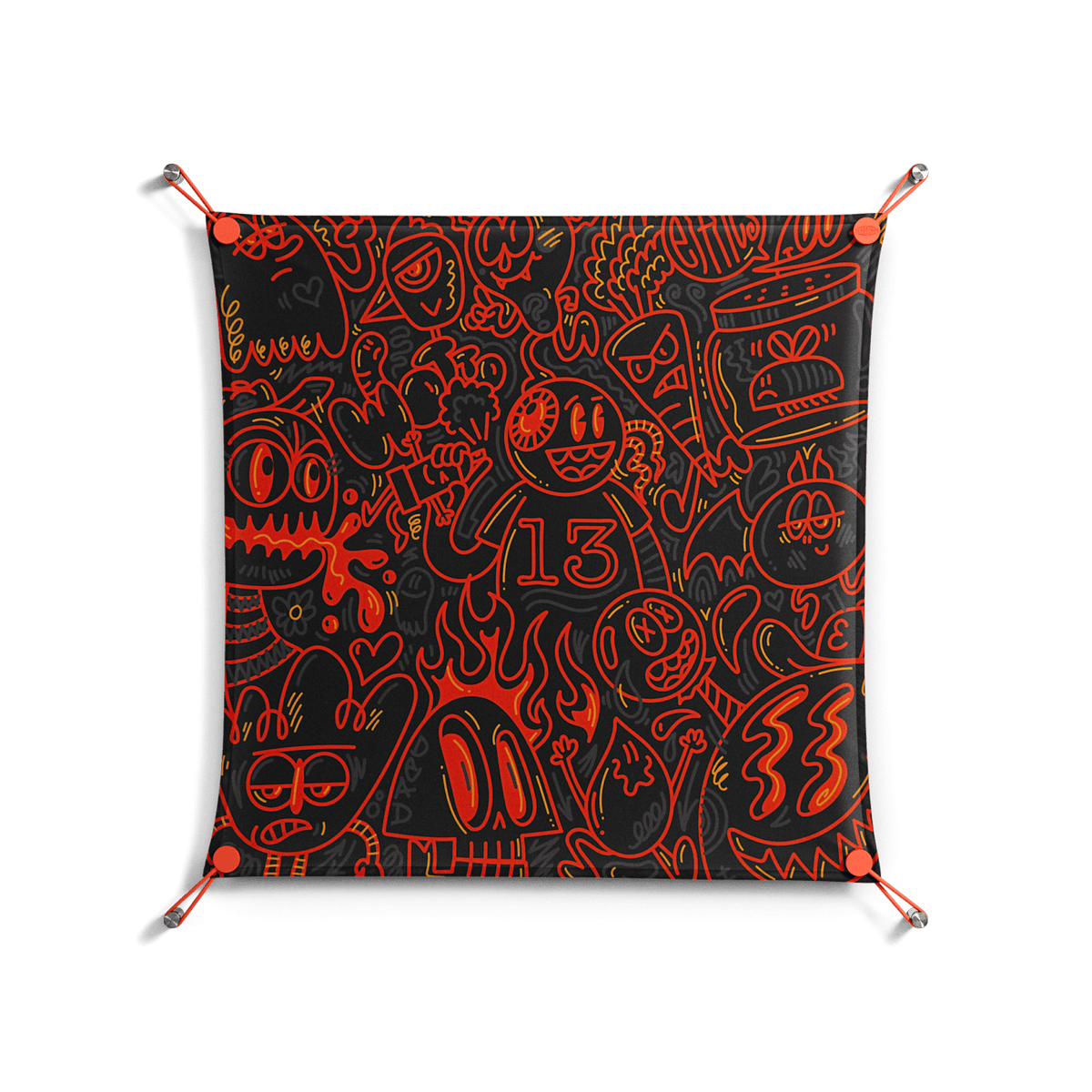Wottosque Red - Work On Wall - Craig Watkins - Orange - 70 x 70 cm