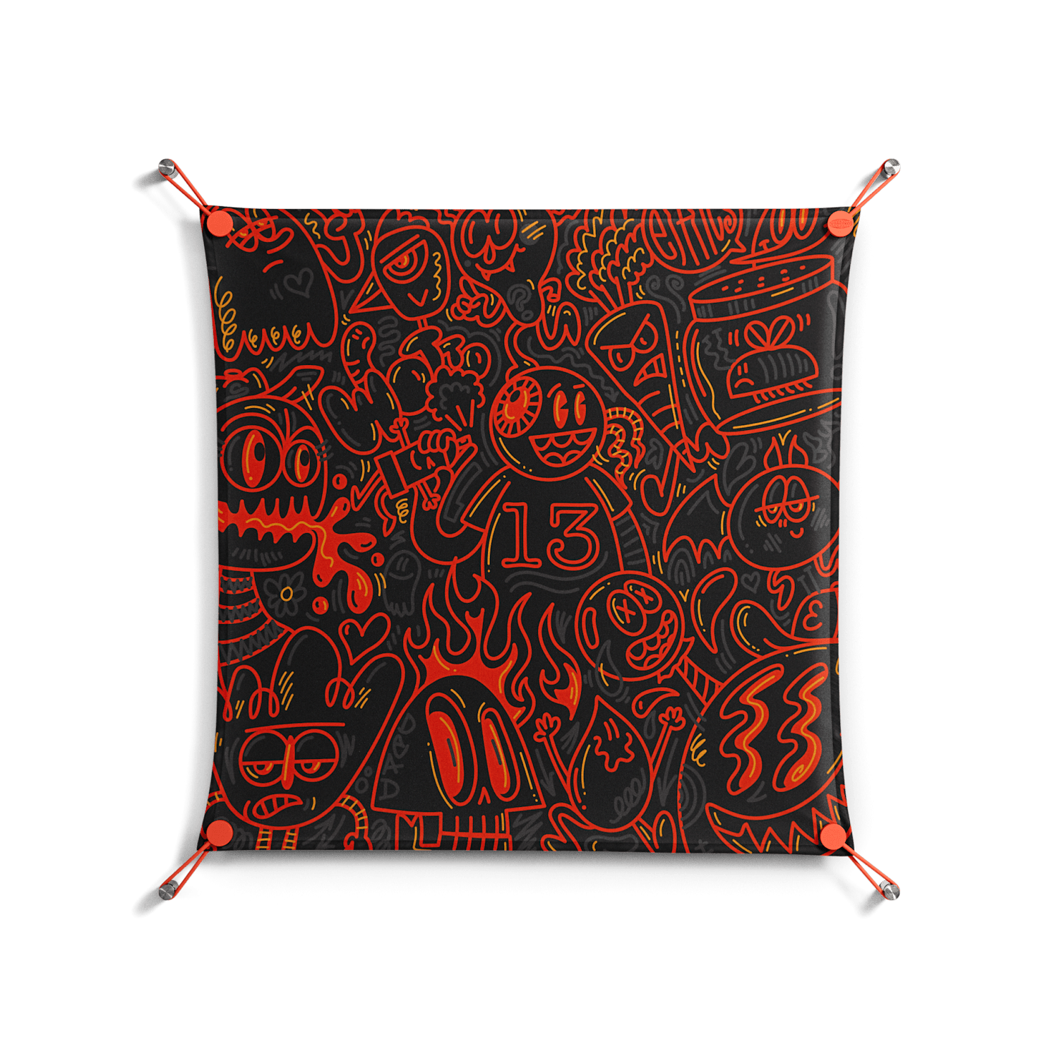 Wottosque Red - Work On Wall - Craig Watkins - Orange - 70 x 70 cm
