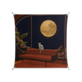 Kitty With A View - Work On Wall - Kristin Eriksson - Silver - 140 x 140 cm