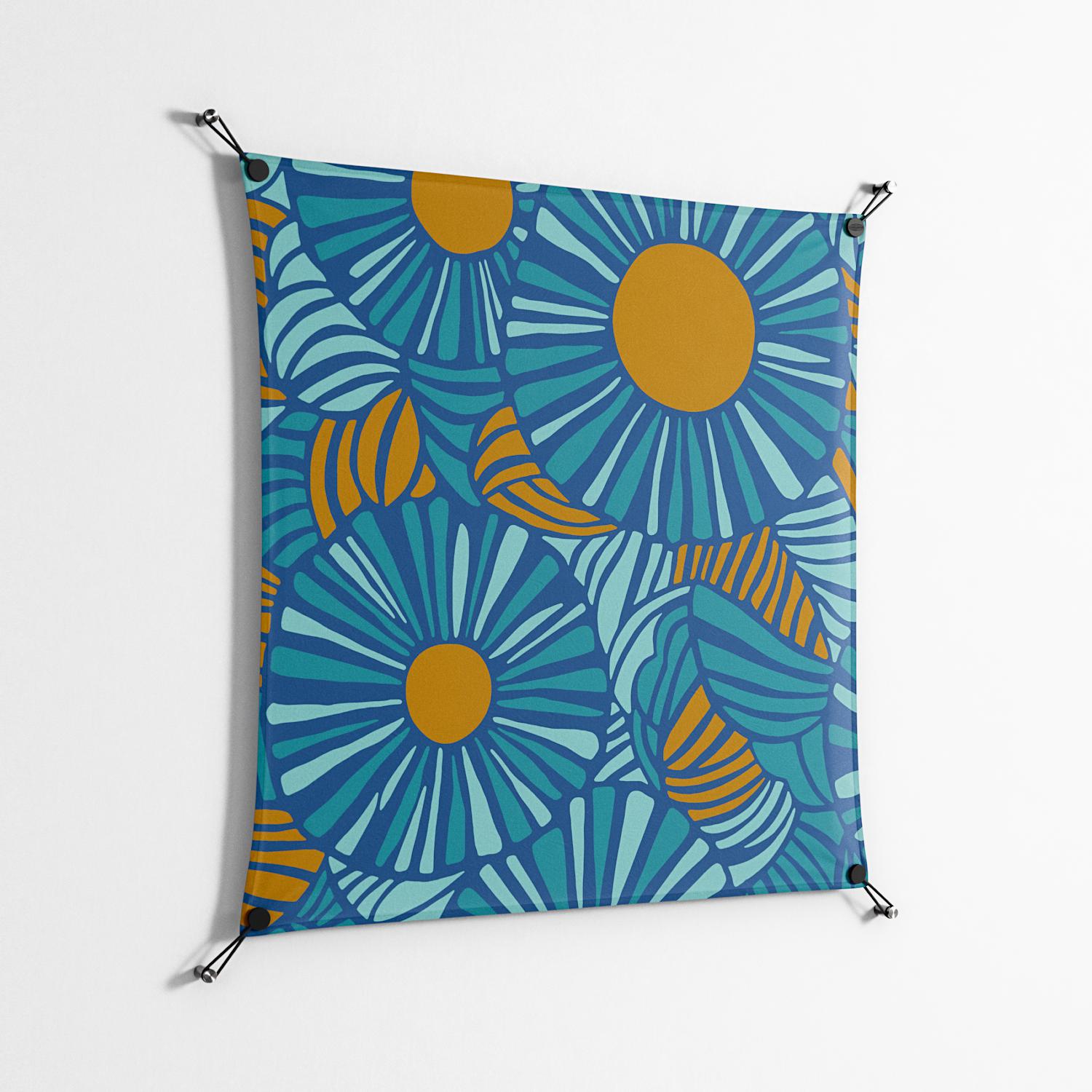 Bellis Bounty Blue - Work On Wall - Amy Suther - Black - 90 x 90 cm