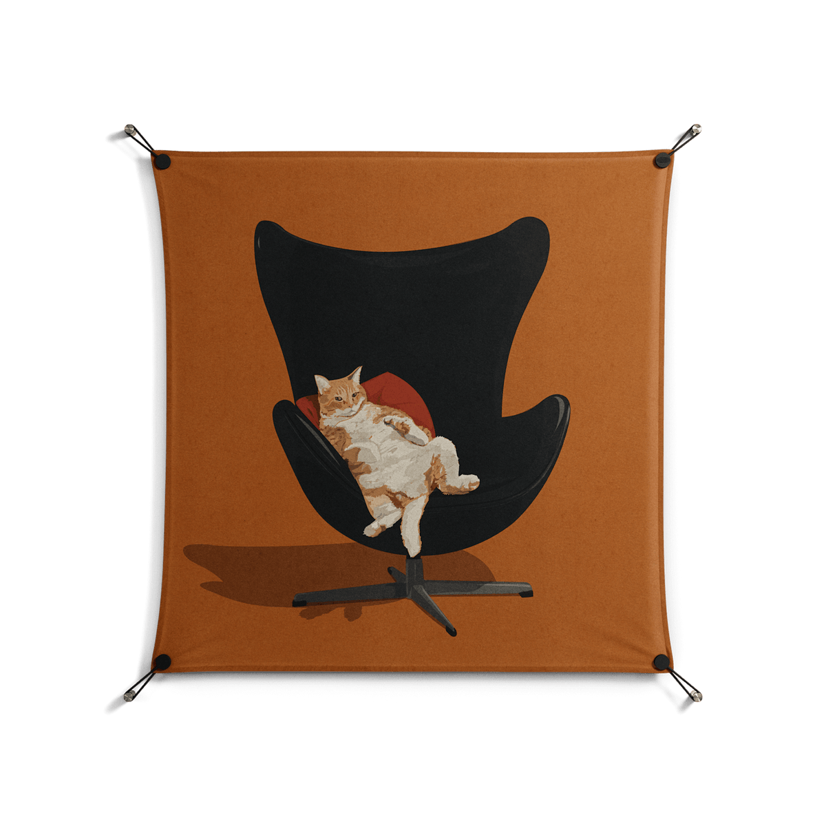 Cat in Chair B - Work On Wall - Kristin Eriksson - Black - 90 x 90 cm