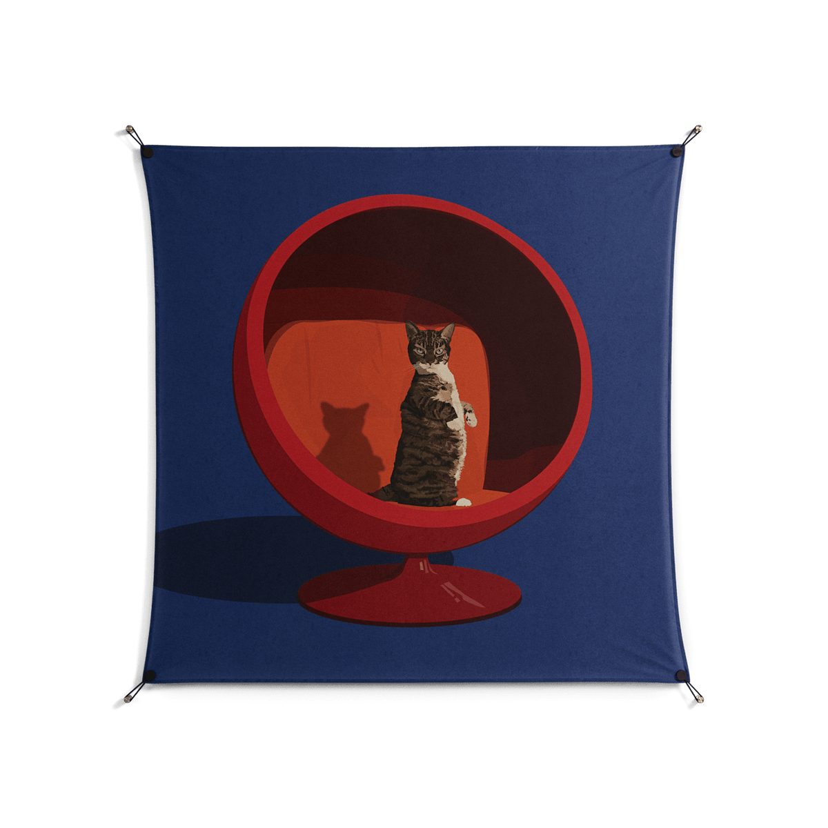 Cat in Chair C - Work On Wall - Kristin Eriksson - Black - 140 x 140 cm