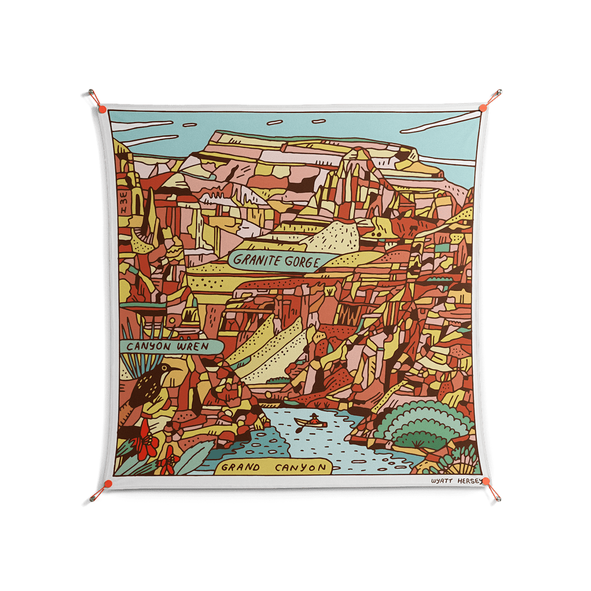 Grand Canyon - Work On Wall - Wyatt Hersey - Orange - 140 x 140 cm