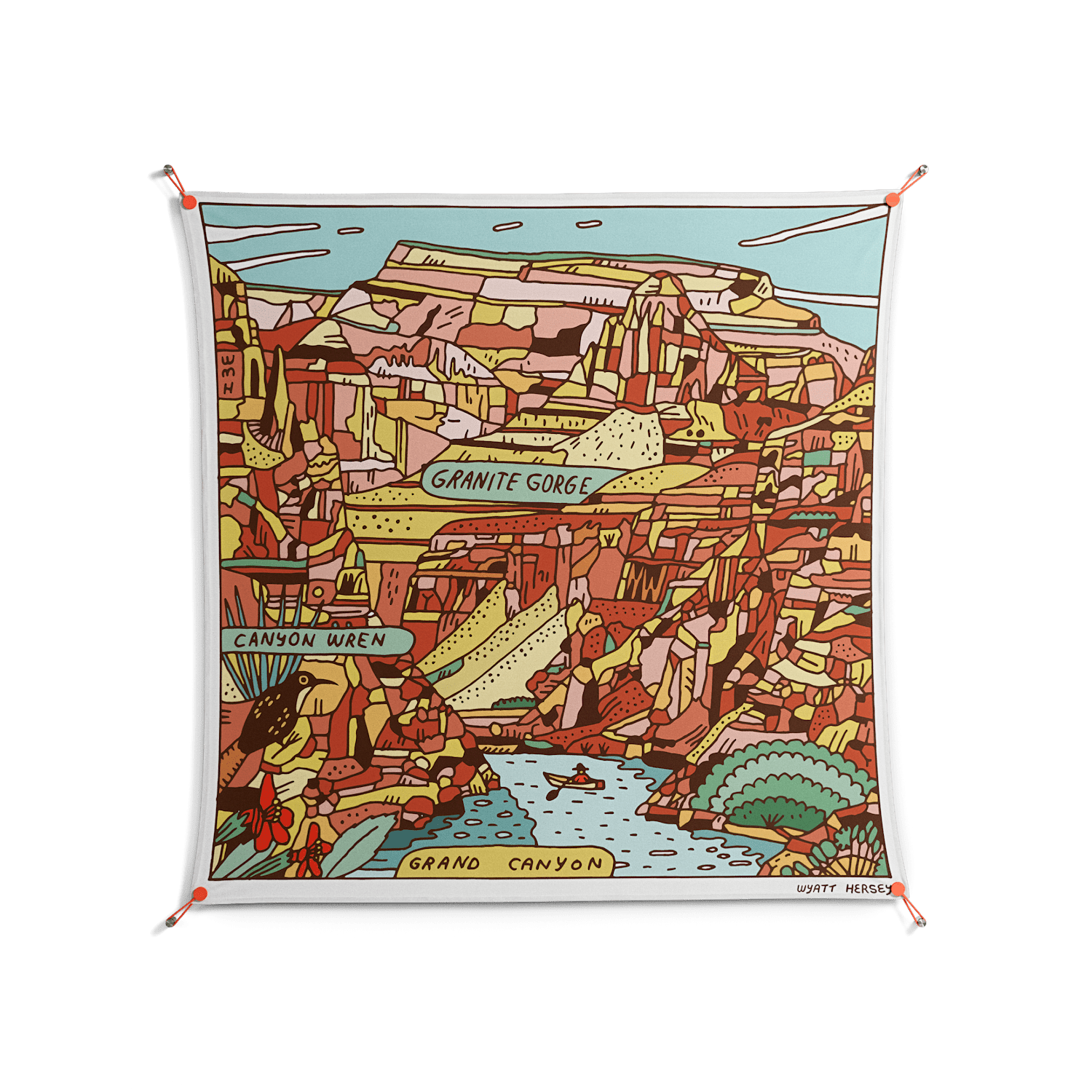 Grand Canyon - Work On Wall - Wyatt Hersey - Orange - 140 x 140 cm