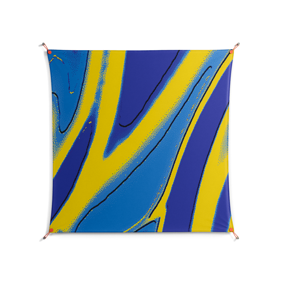 Blue Gale - Work On Wall - Oluwasheyi Adebayo - Orange - 140 x 140 cm
