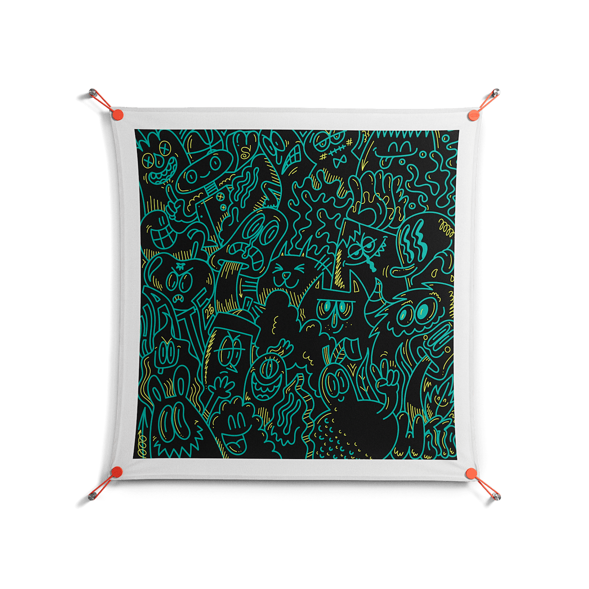 The Green Line - Work On Wall - Craig Watkins - Orange - 90 x 90 cm