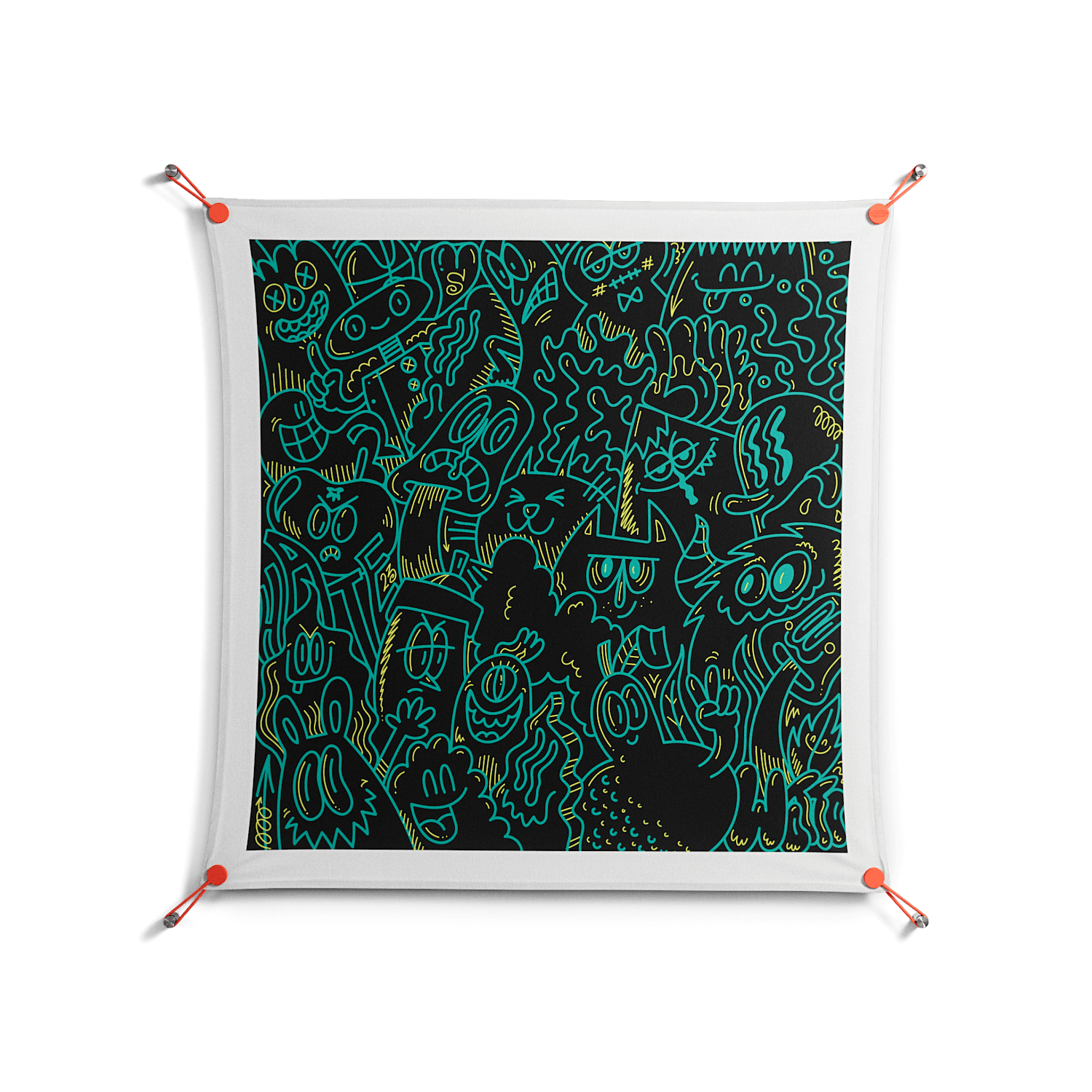 The Green Line - Work On Wall - Craig Watkins - Orange - 90 x 90 cm