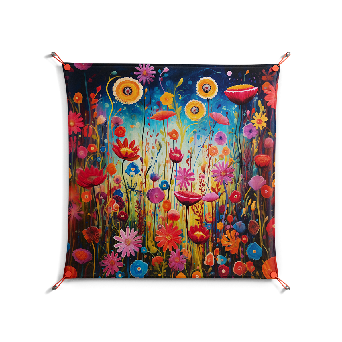 Greatful Meadow - Work On Wall - Nur Rydberg - Orange - 90 x 90 cm