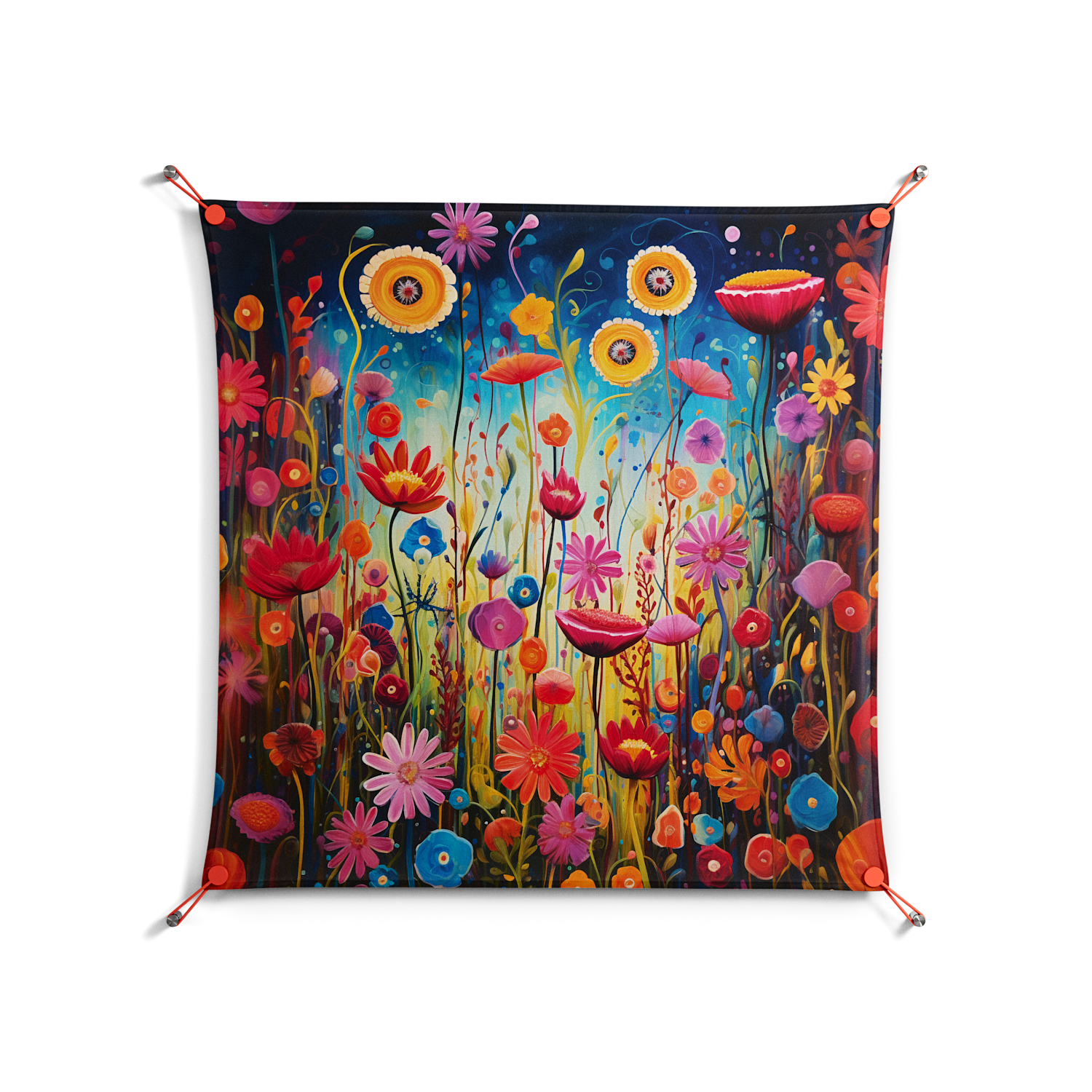 Greatful Meadow - Work On Wall - Nur Rydberg - Orange - 90 x 90 cm