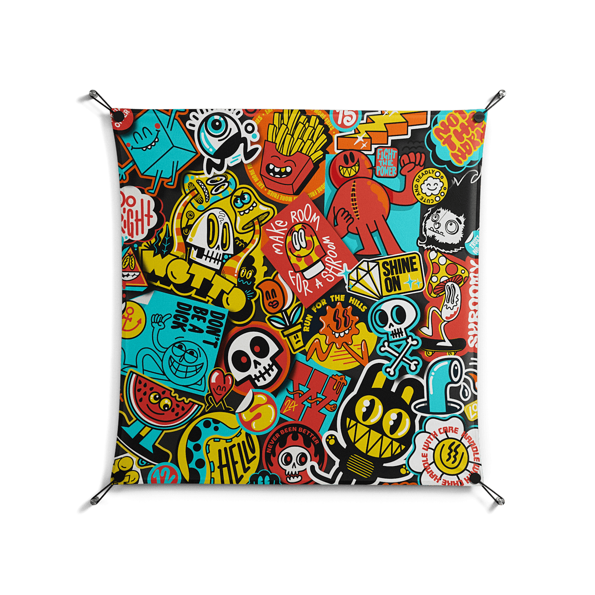 All The Stickers - Work On Wall - Craig Watkins - Black - 90 x 90 cm