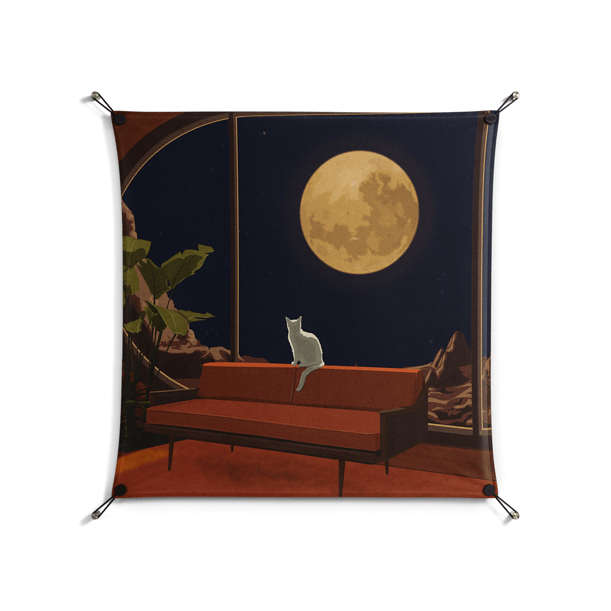 Kitty With A View - Work On Wall - Kristin Eriksson - Black - 90 x 90 cm