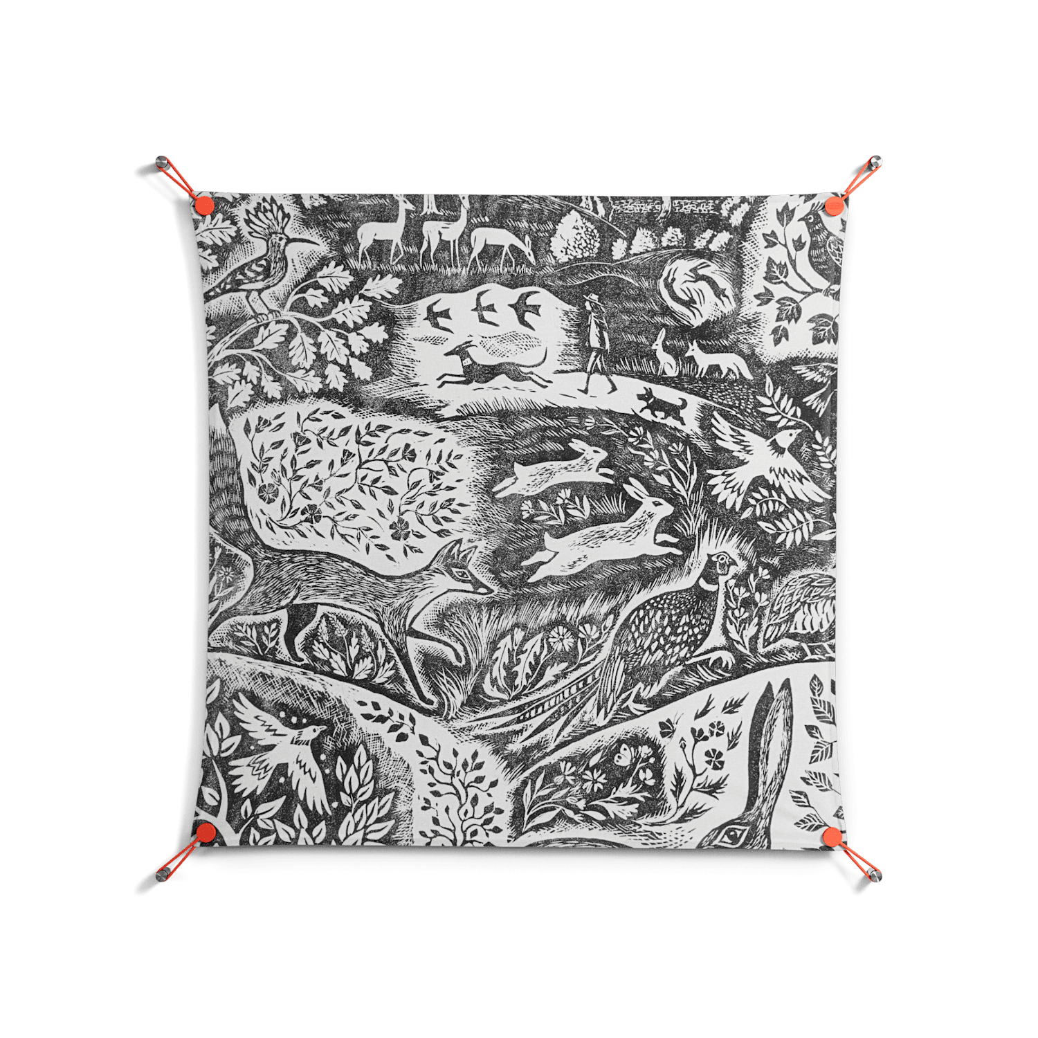 Flight Of Fancy - Work On Wall - Diana Catchpole - Orange - 90 x 90 cm