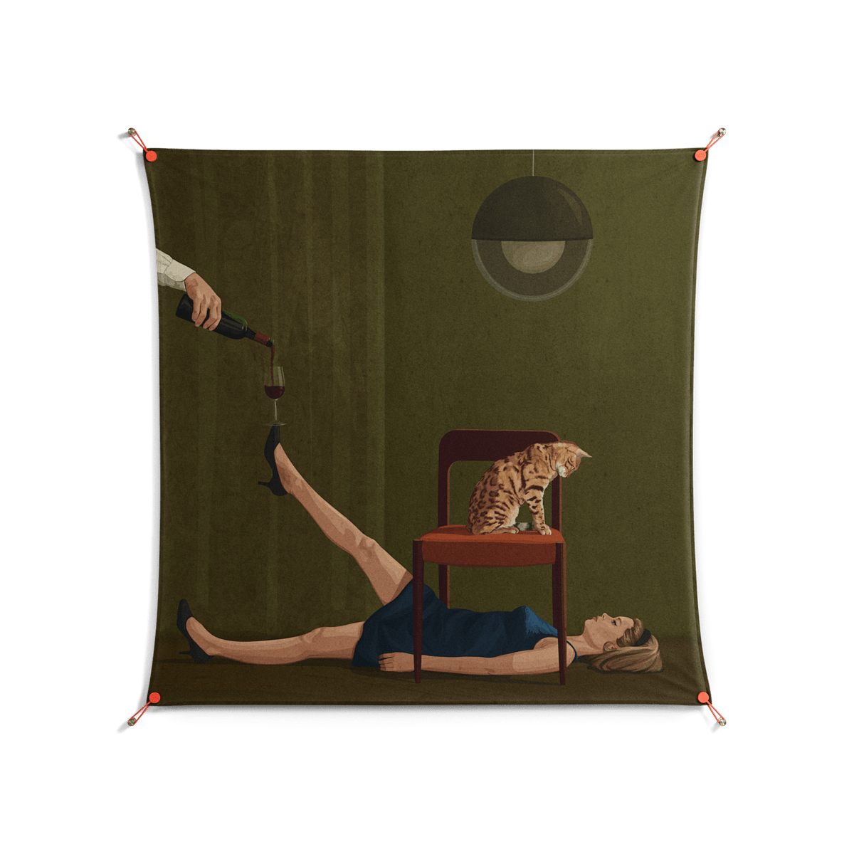 Friday Night Rituals - Work On Wall - Kristin Eriksson - Orange - 140 x 140 cm