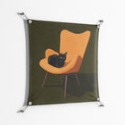 Cat in Chair A - Work On Wall - Kristin Eriksson - Silver - 70 x 70 cm