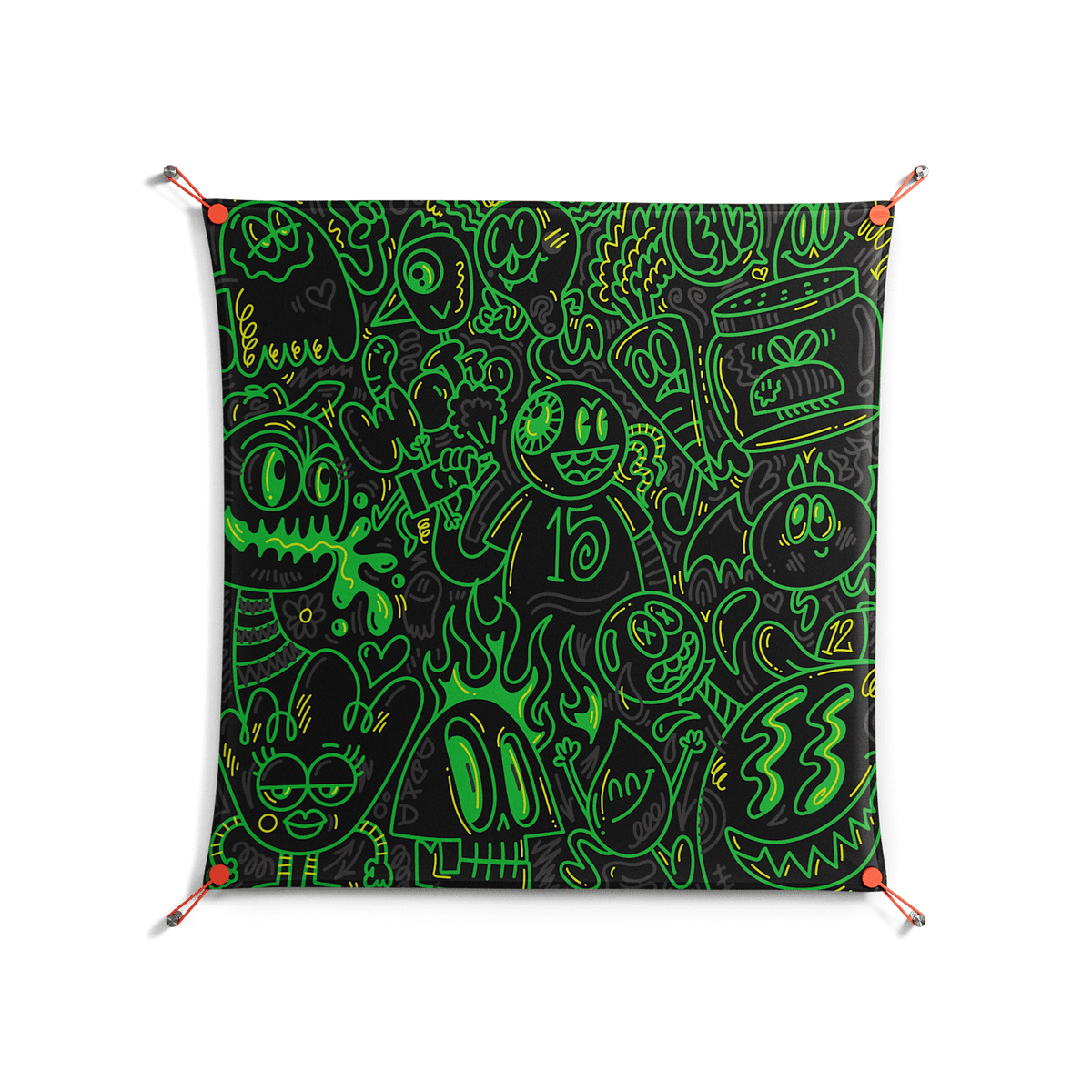 Wottosque Green - Work On Wall - Craig Watkins - Orange - 90 x 90 cm
