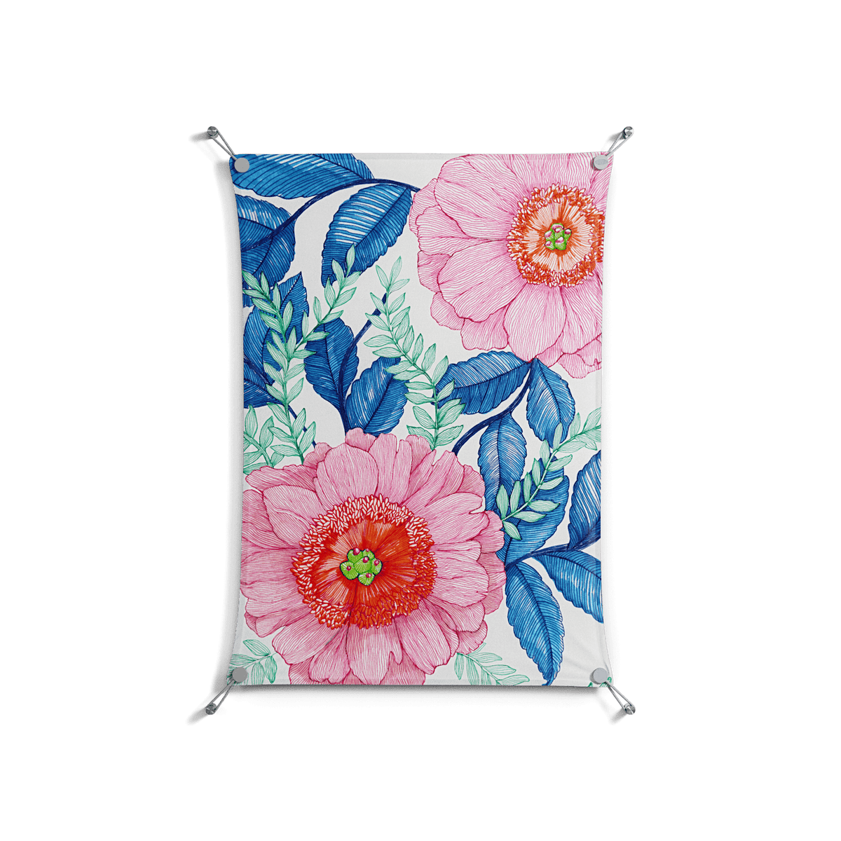 Pink Anemones - Work On Wall - Katie O’Shea - Silver - 70 x 100 cm