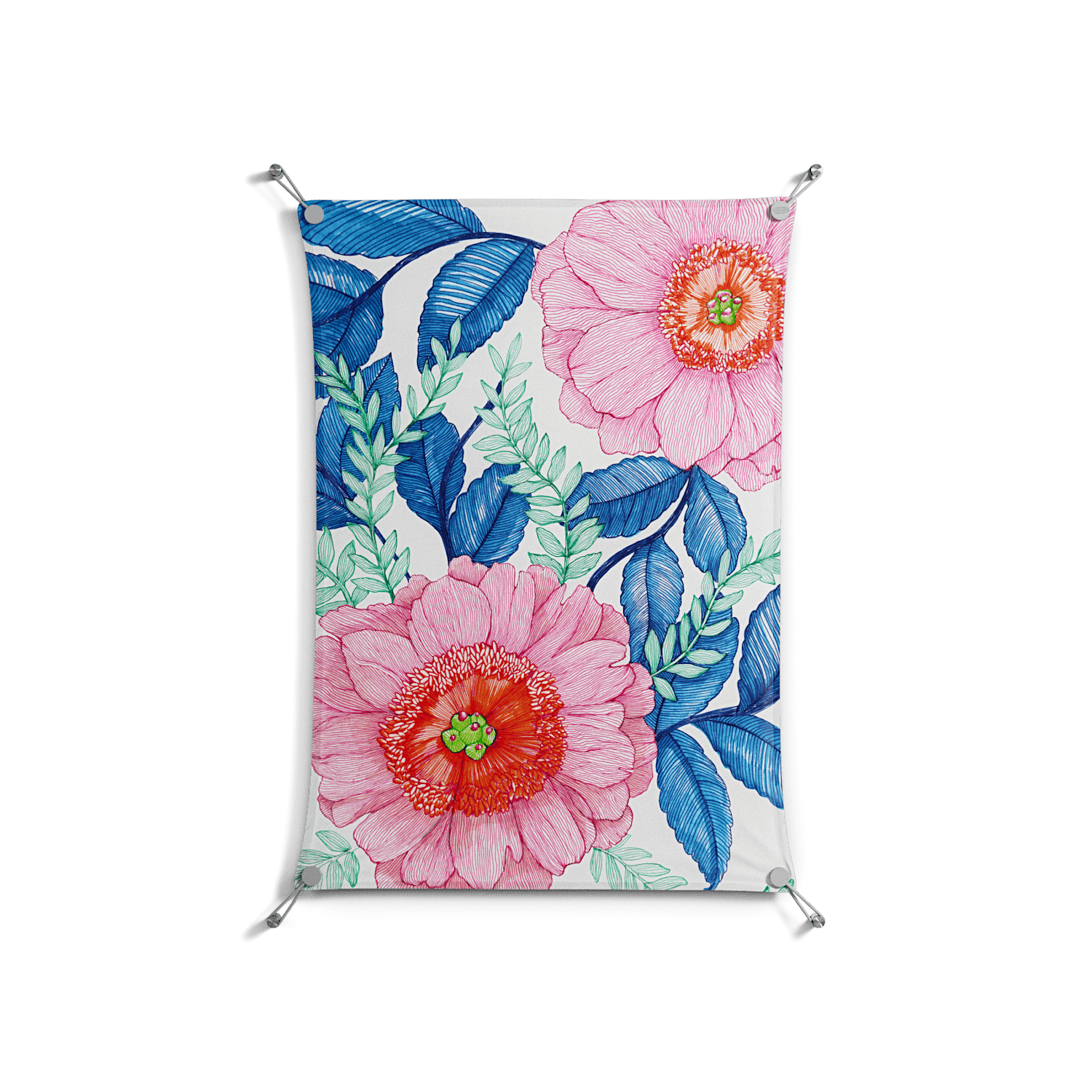 Pink Anemones - Work On Wall - Katie O’Shea - Silver - 70 x 100 cm