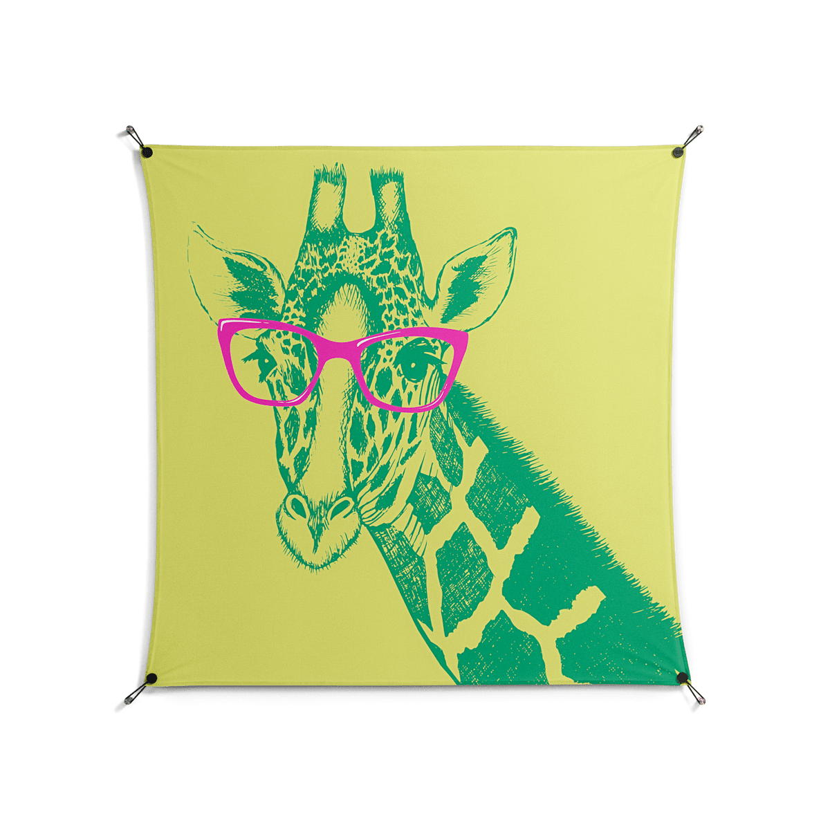 Wise Giraffe - Work On Wall - Amy Suther - Black - 140 x 140 cm