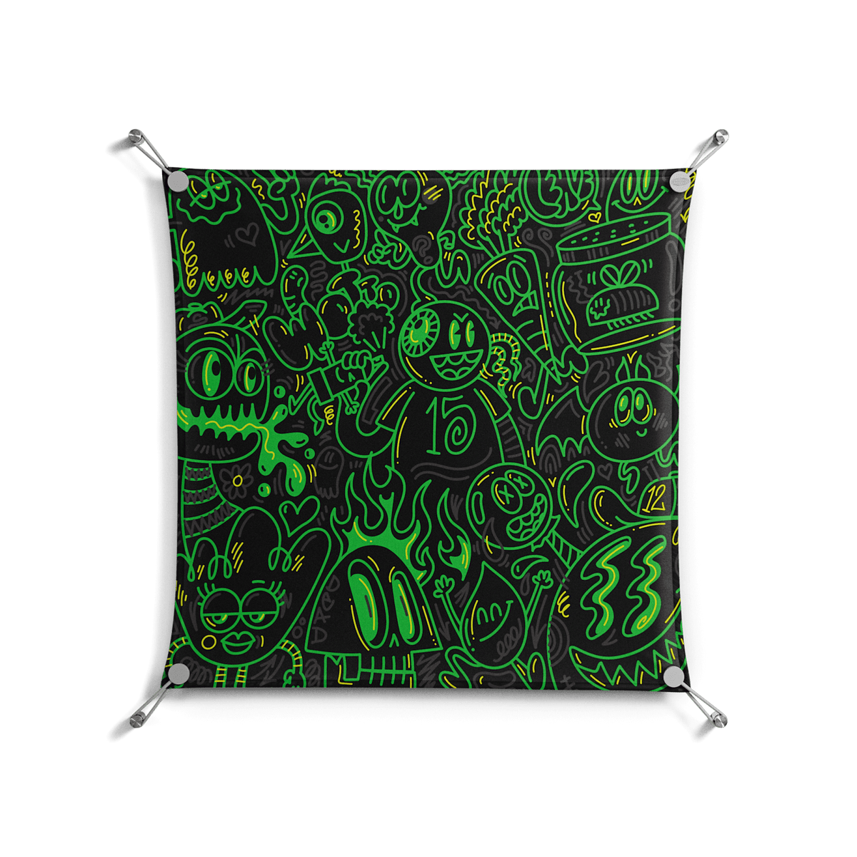 Wottosque Green - Work On Wall - Craig Watkins - Silver - 70 x 70 cm
