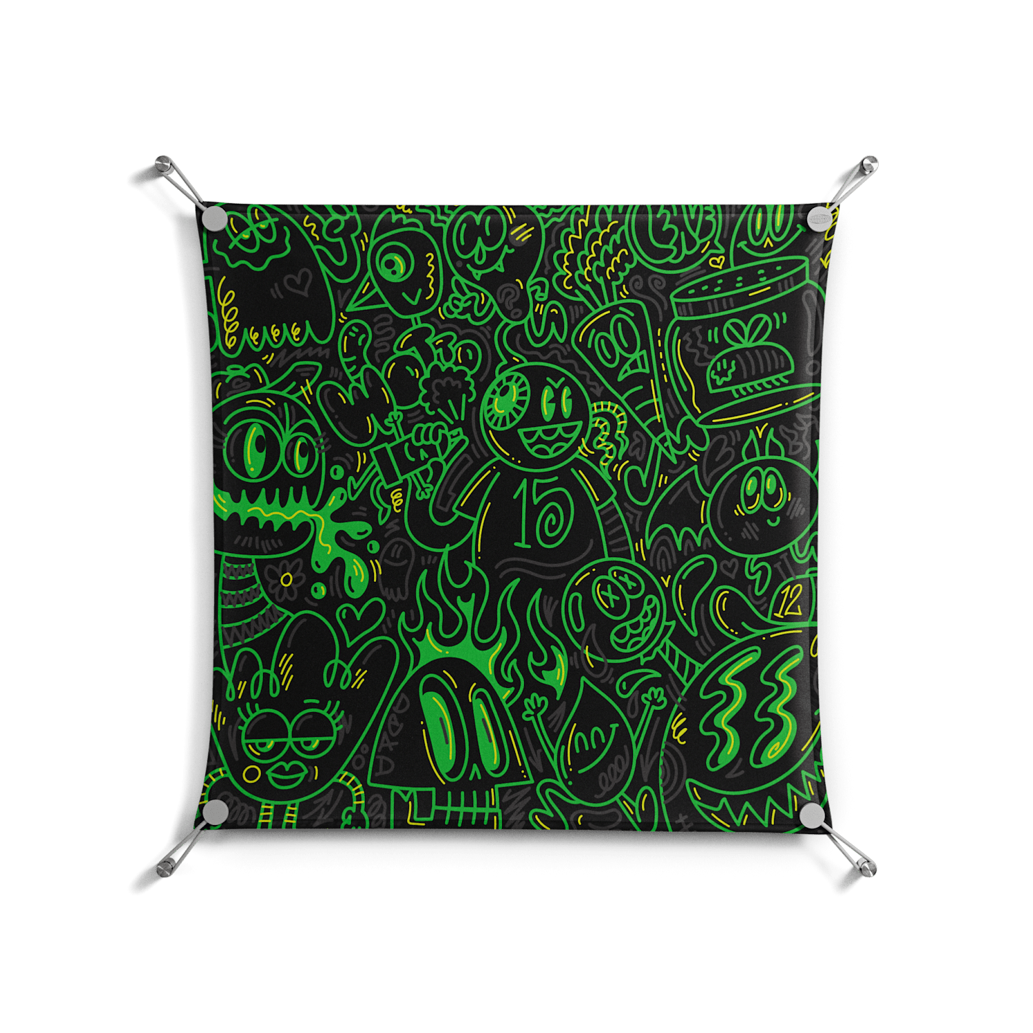 Wottosque Green - Work On Wall - Craig Watkins - Silver - 70 x 70 cm