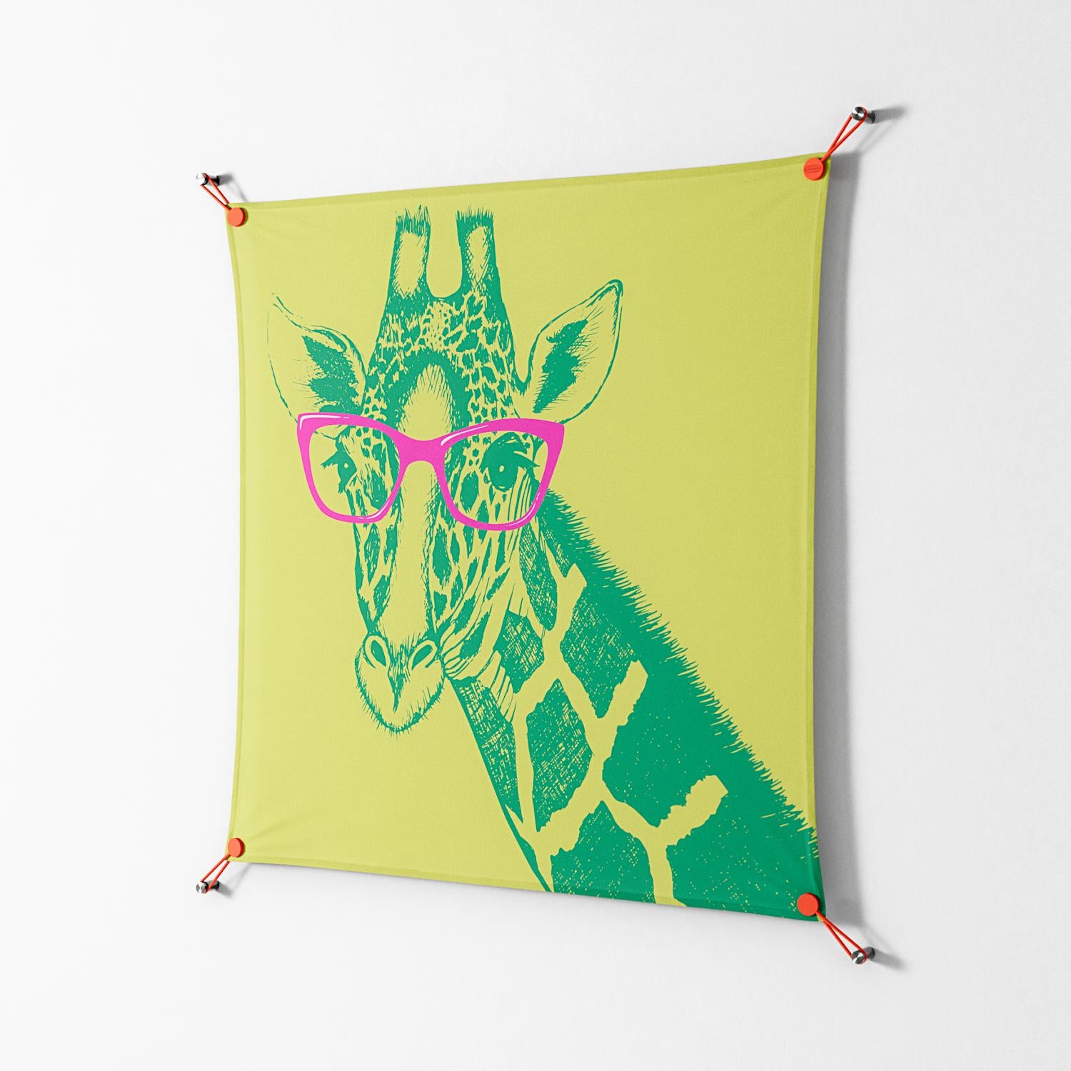 Wise Giraffe - Work On Wall - Amy Suther - Orange - 90 x 90 cm