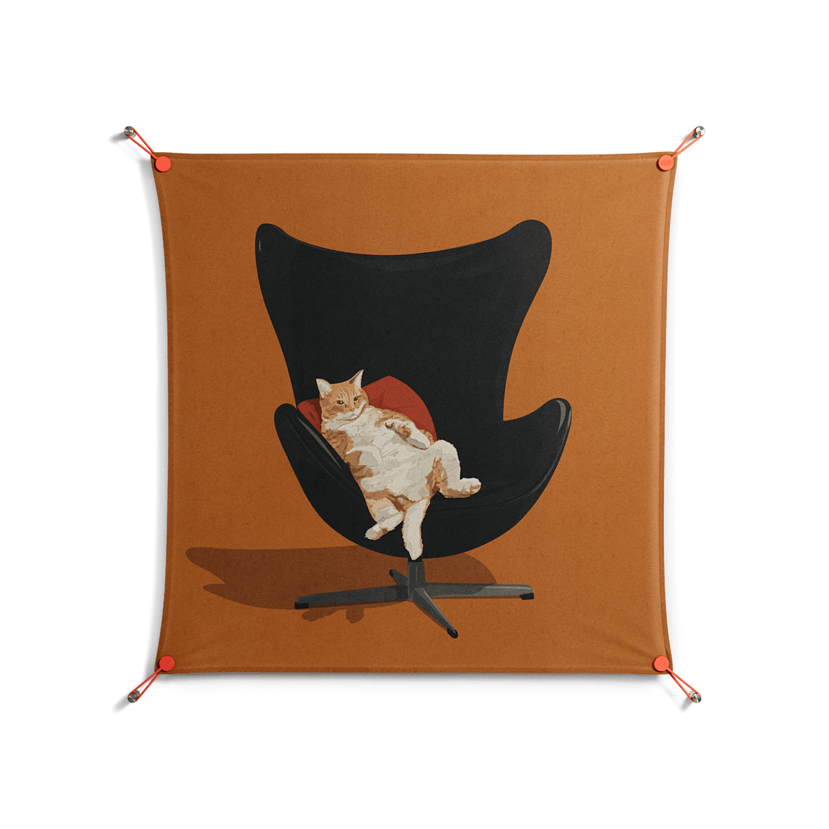 Cat in Chair B - Work On Wall - Kristin Eriksson - Orange - 90 x 90 cm