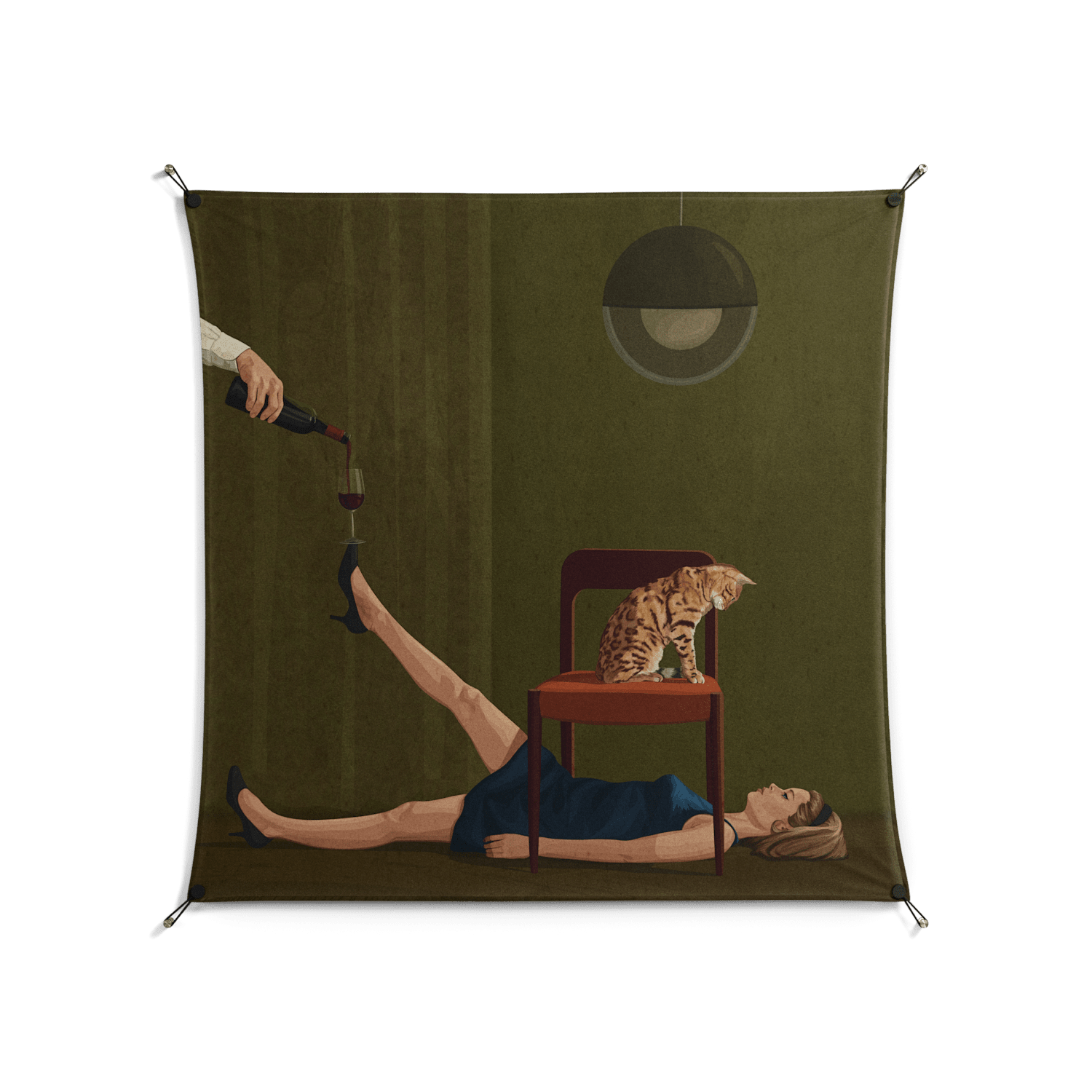 Friday Night Rituals - Work On Wall - Kristin Eriksson - Black - 140 x 140 cm