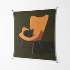 Cat in Chair A - Work On Wall - Kristin Eriksson - Silver - 140 x 140 cm