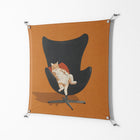 Cat in Chair B - Work On Wall - Kristin Eriksson - Silver - 90 x 90 cm